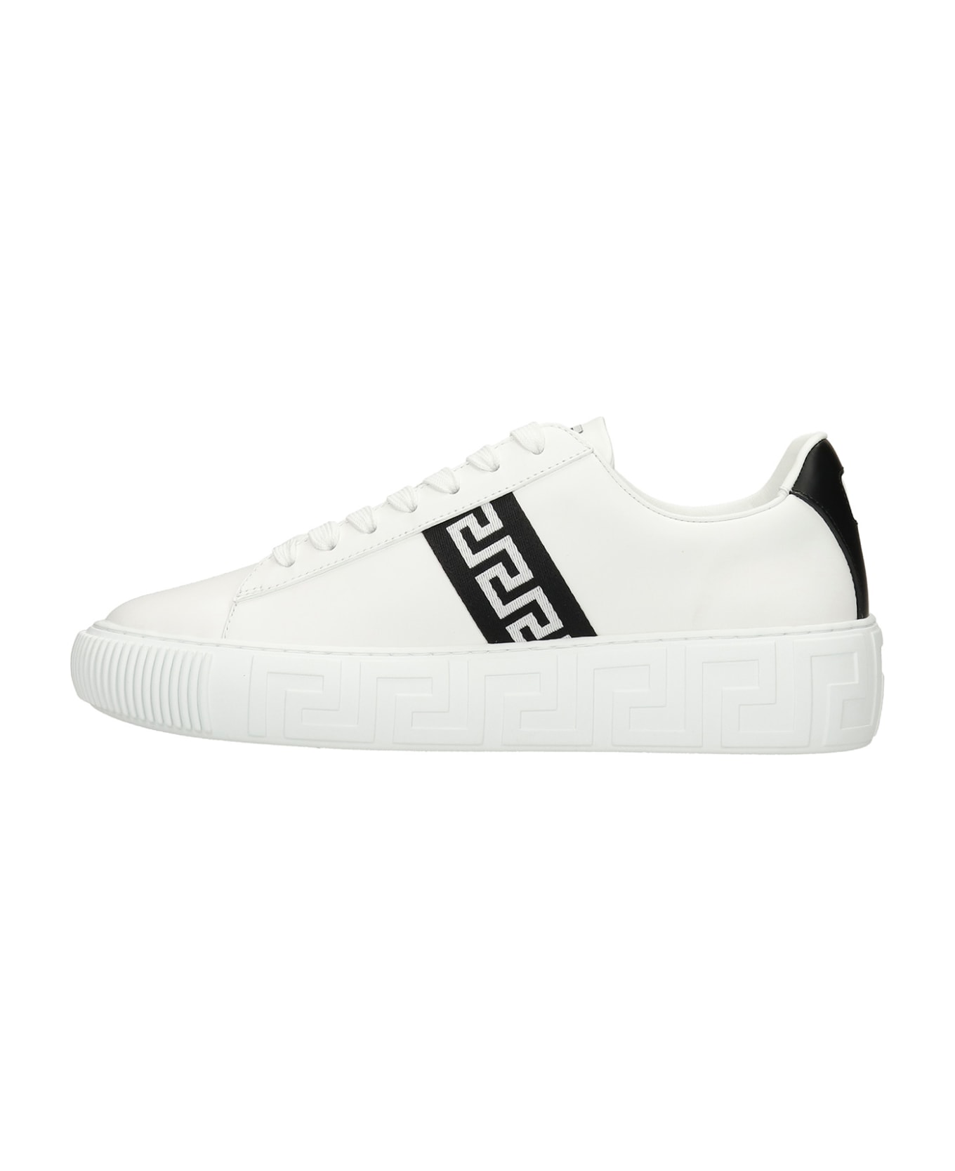Versace La Greca Sneakers In White Leather | italist