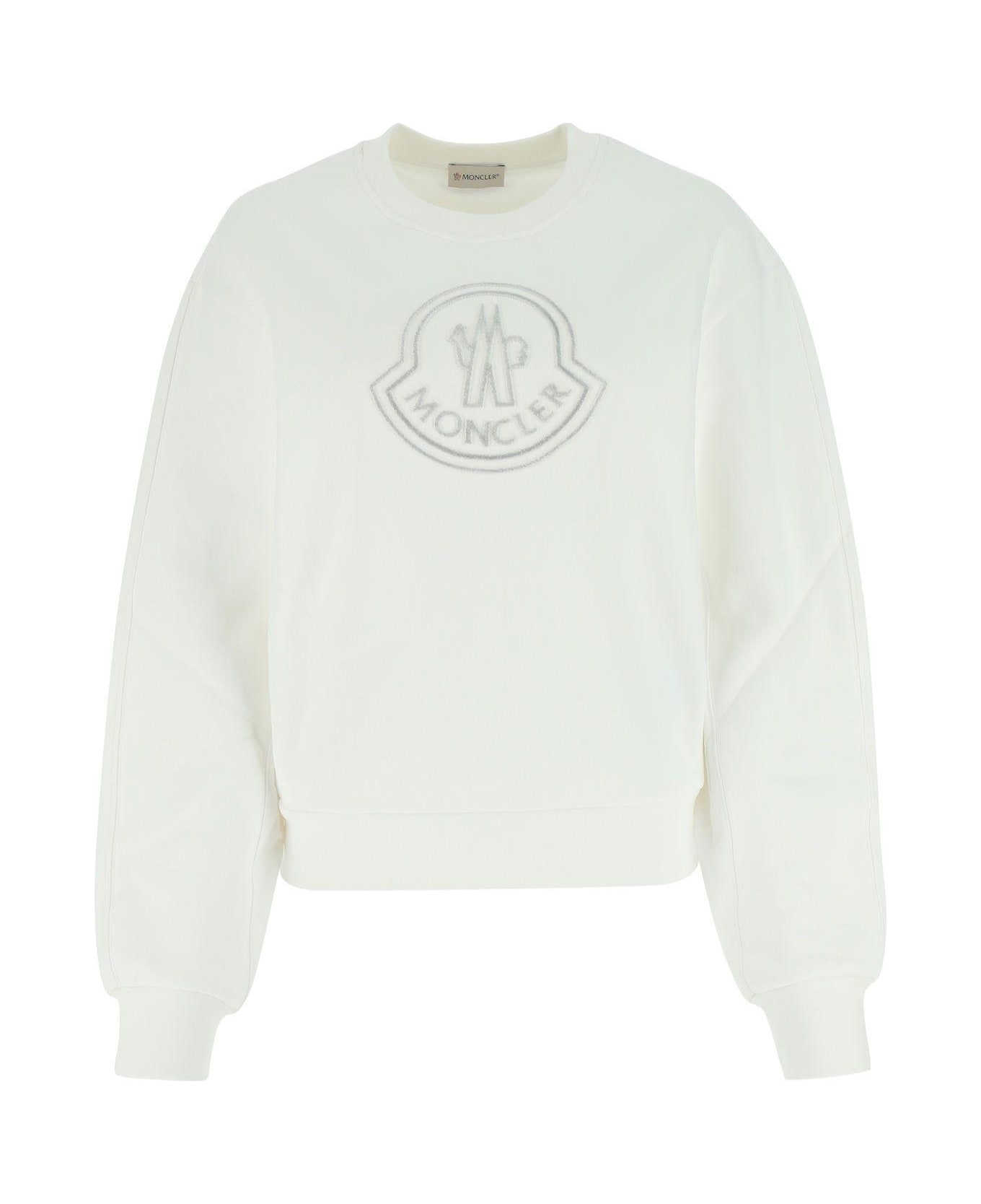 Moncler White Cotton Sweatshirt - Bianco