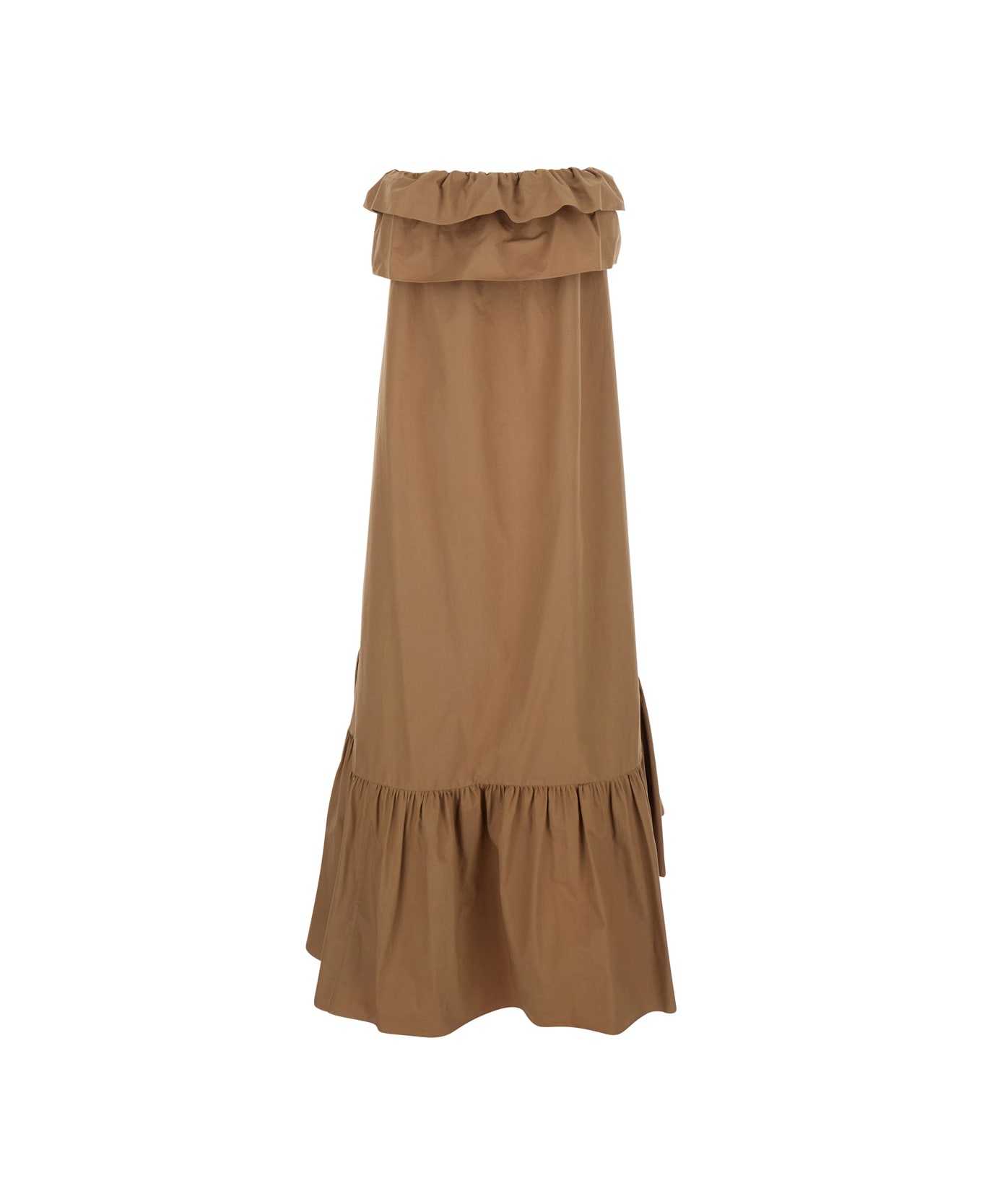 Saint Laurent Ruffled Strapless Maxi Dress - Beige