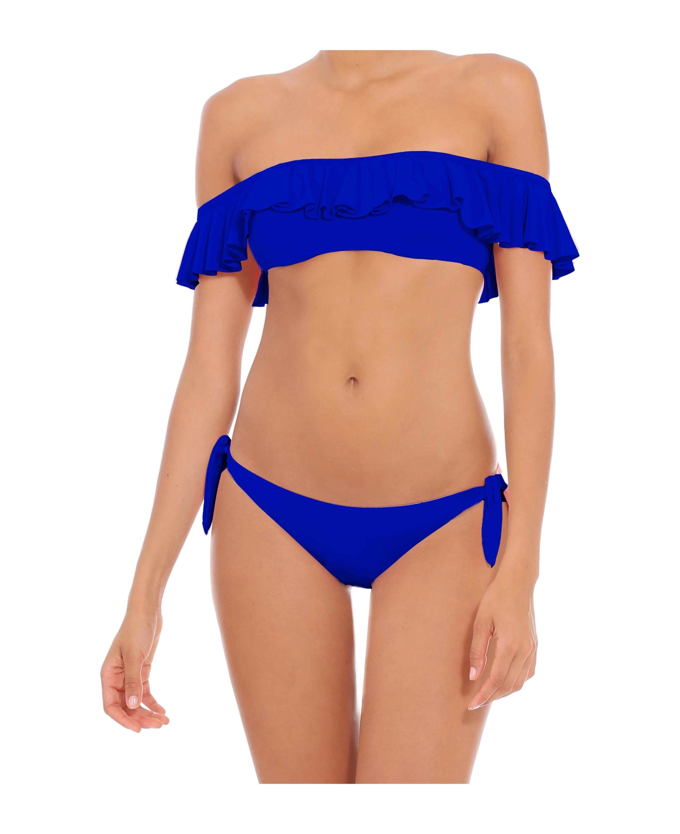 MC2 Saint Barth Off-shoulder Ruffled Bluette Bikini - BLUE ビキニ