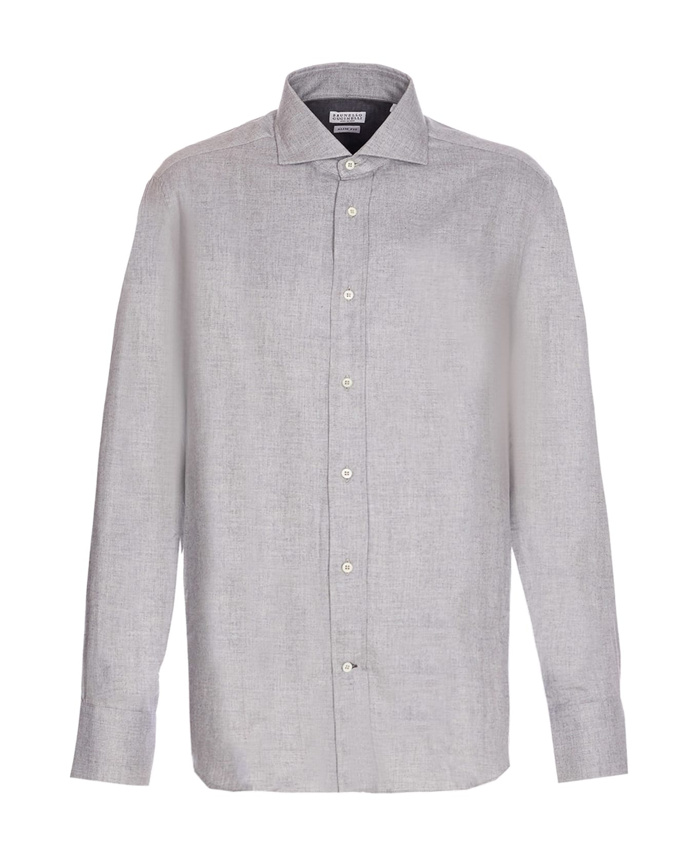 Brunello Cucinelli Cotton Blend Slim Fit Shirt - Grey