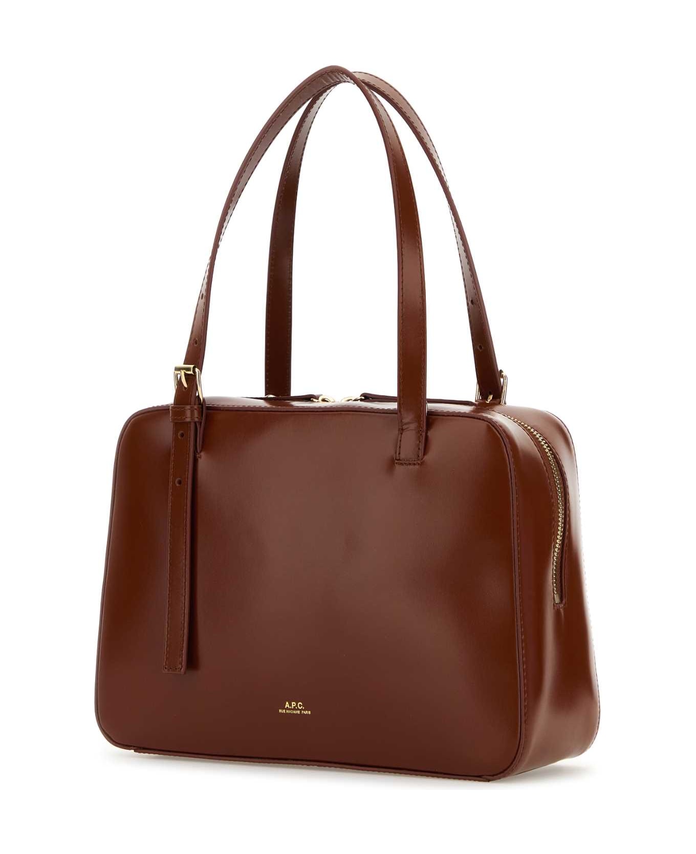 A.P.C. Brown Leather Virginie Handbag - HAZELNUT