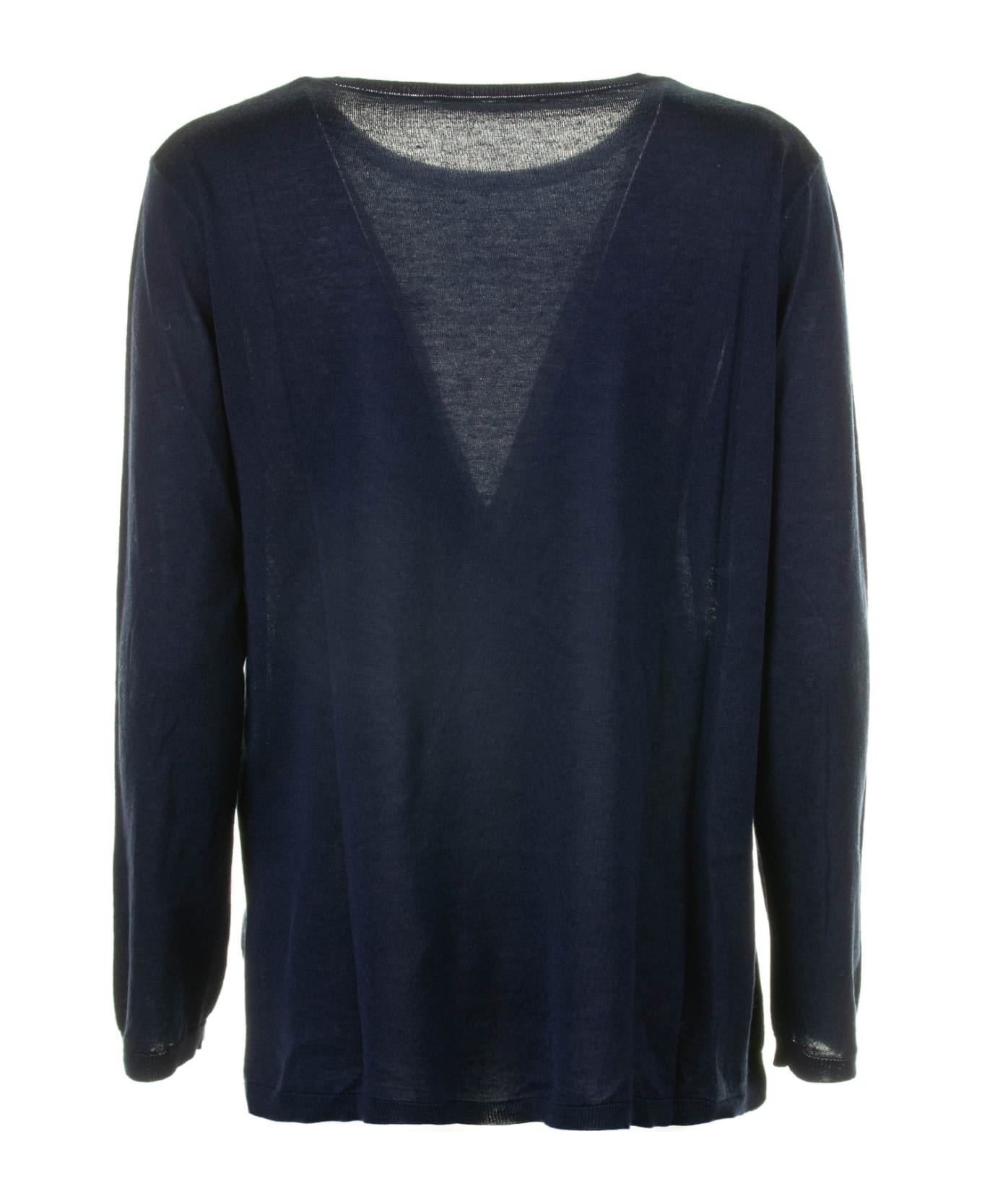 Kangra Blue Crew-neck Sweater In Silk And Cashmere - Blu