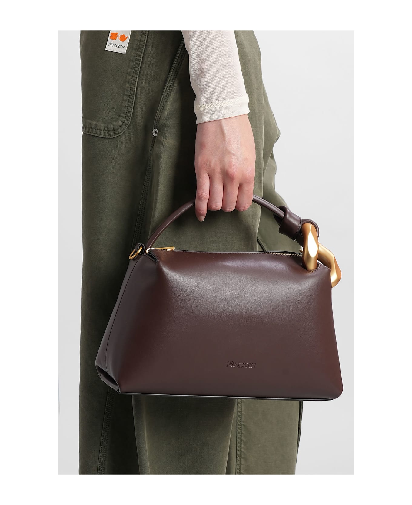 J.W. Anderson Corner Hand Bag In Brown Leather - brown