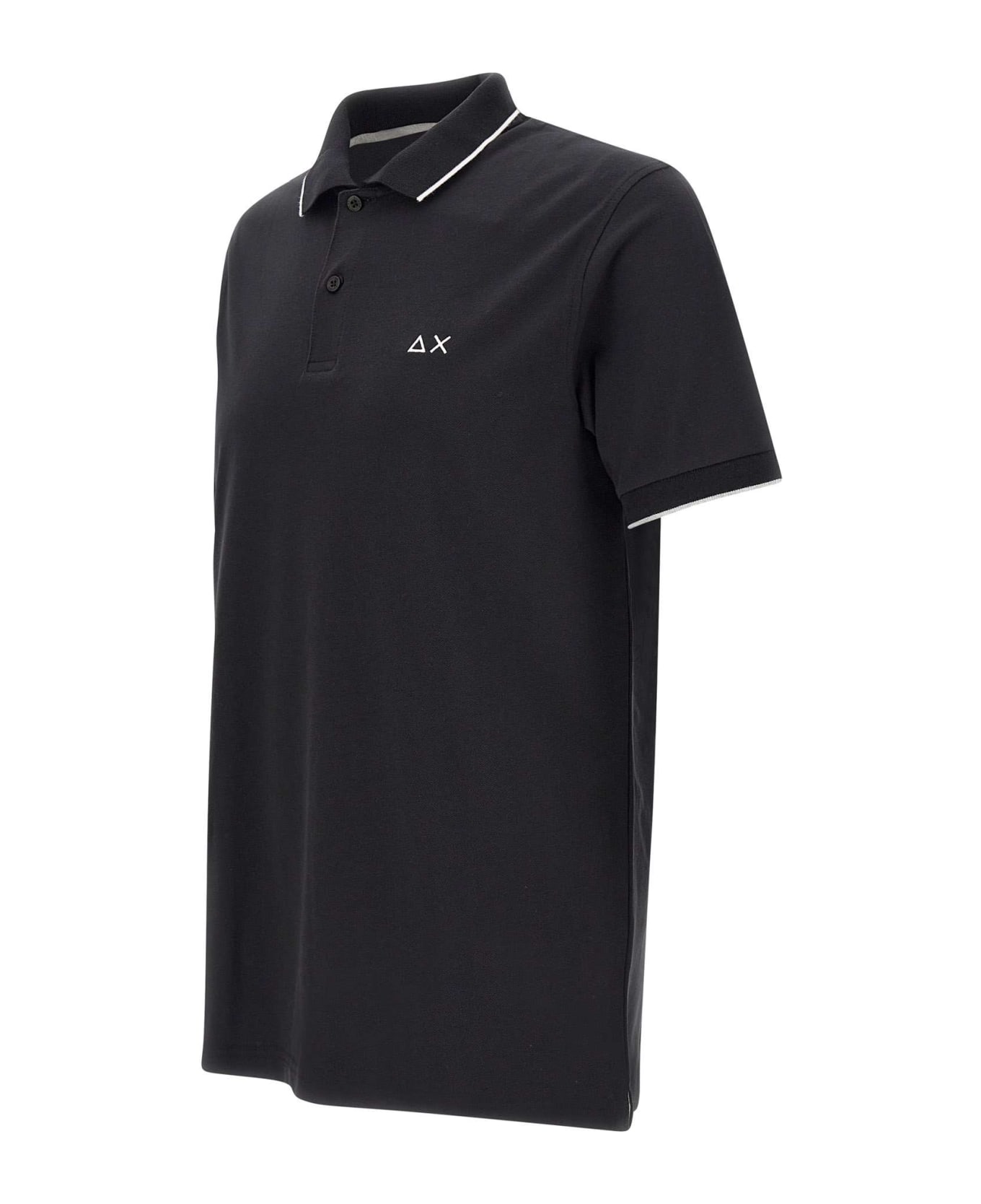 Sun 68 "small Stripe" Polo Shirt Cotton - BLACK