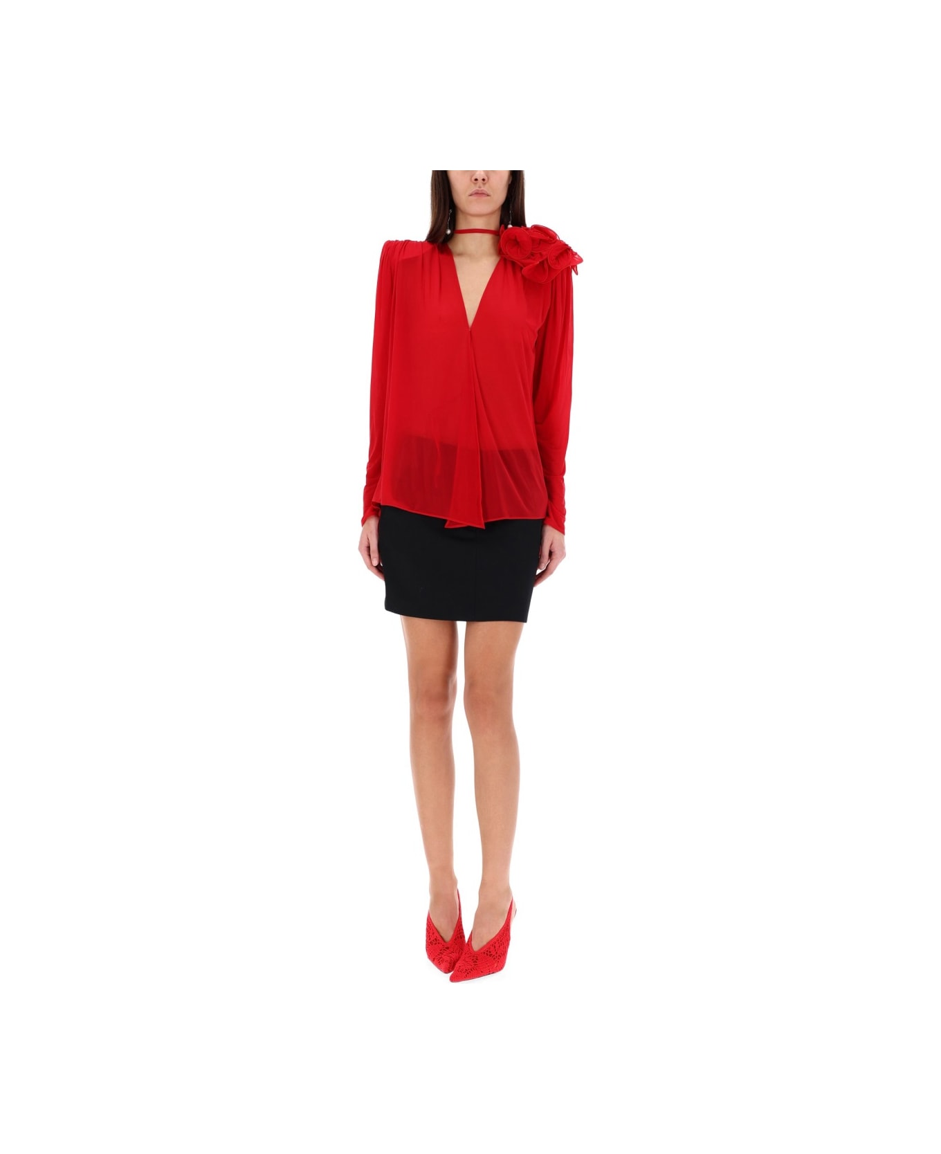 Magda Butrym Blouse With Flower - RED