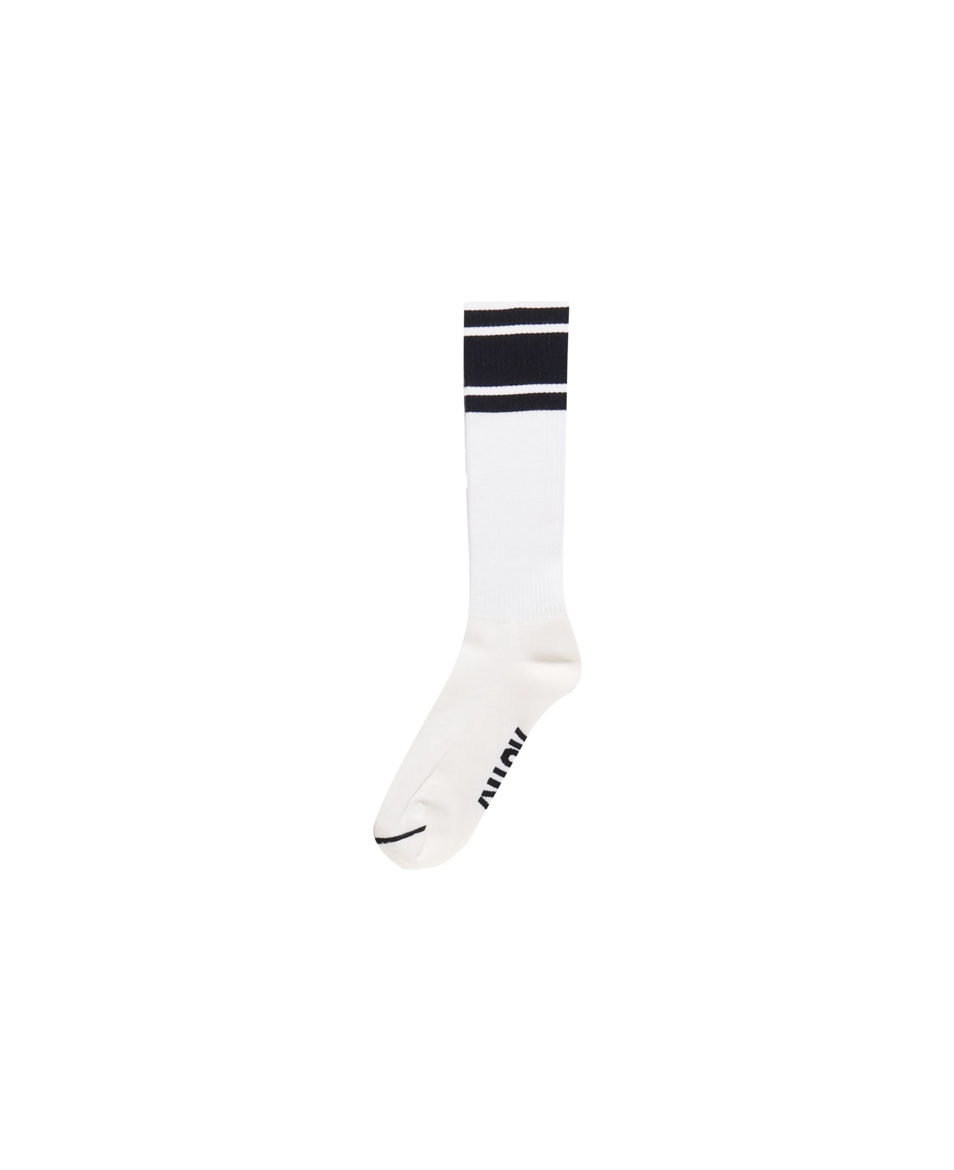 Autry Ribbed Socks With Logo - White, black 靴下