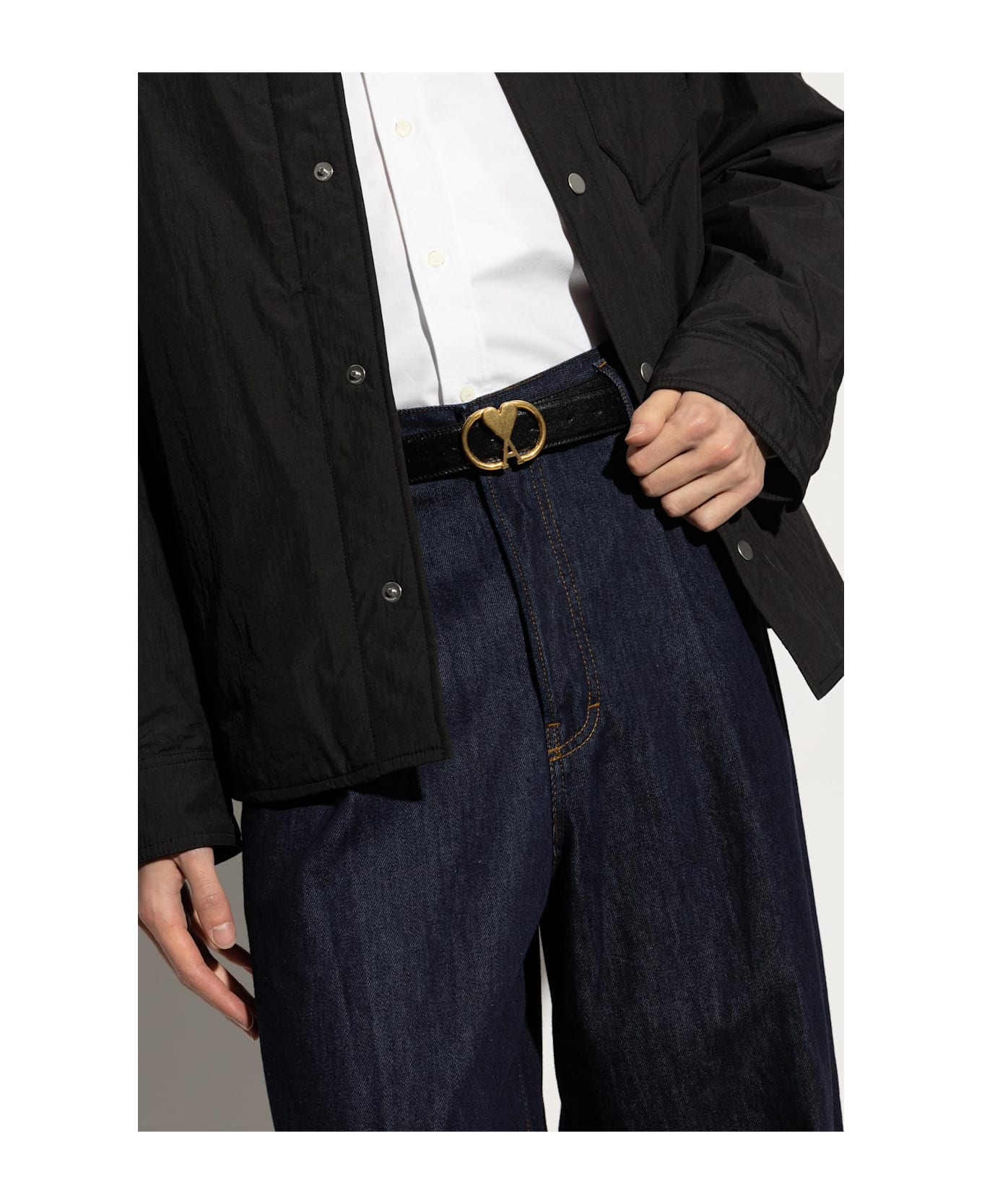 Ami Alexandre Mattiussi Leather Belt - BLACK