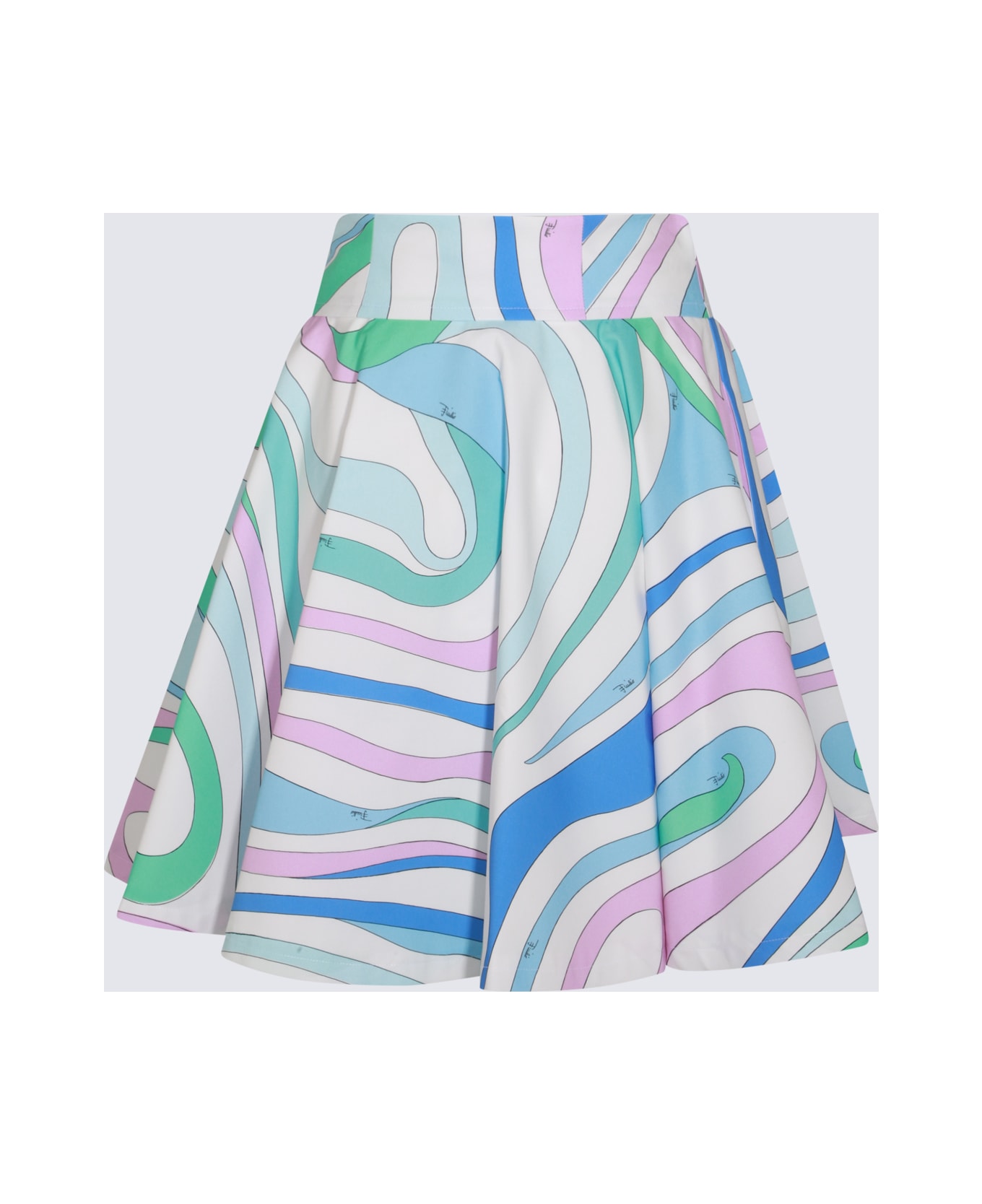 Pucci Multicolot Cotton Midi Skirt - CELESTE/BIANCO