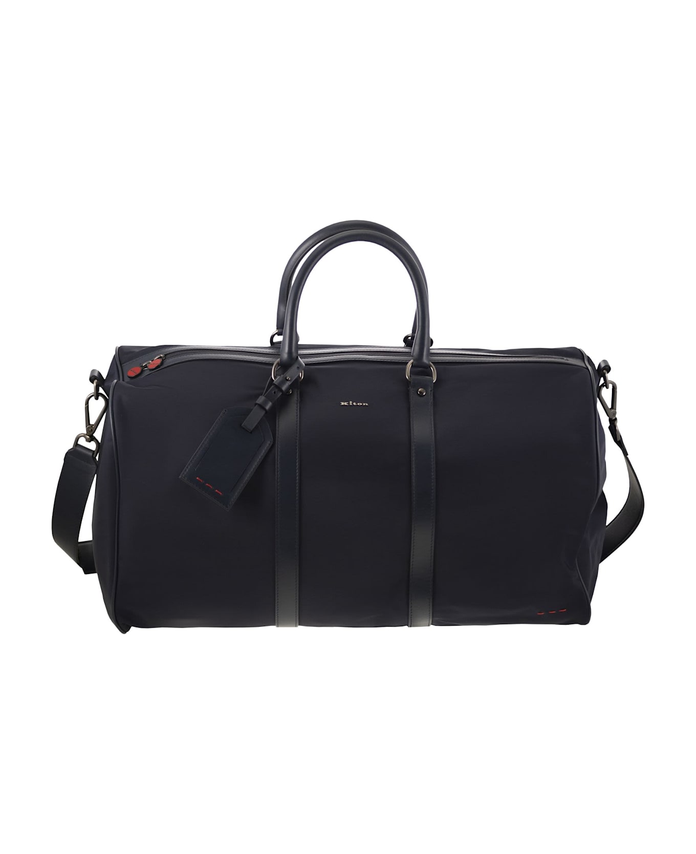 Kiton Duffel Bag With Leather Inserts - Blue