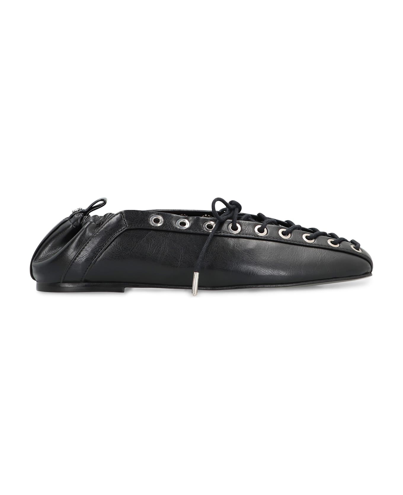 Ganni Faux Leather Ballet Flats - black