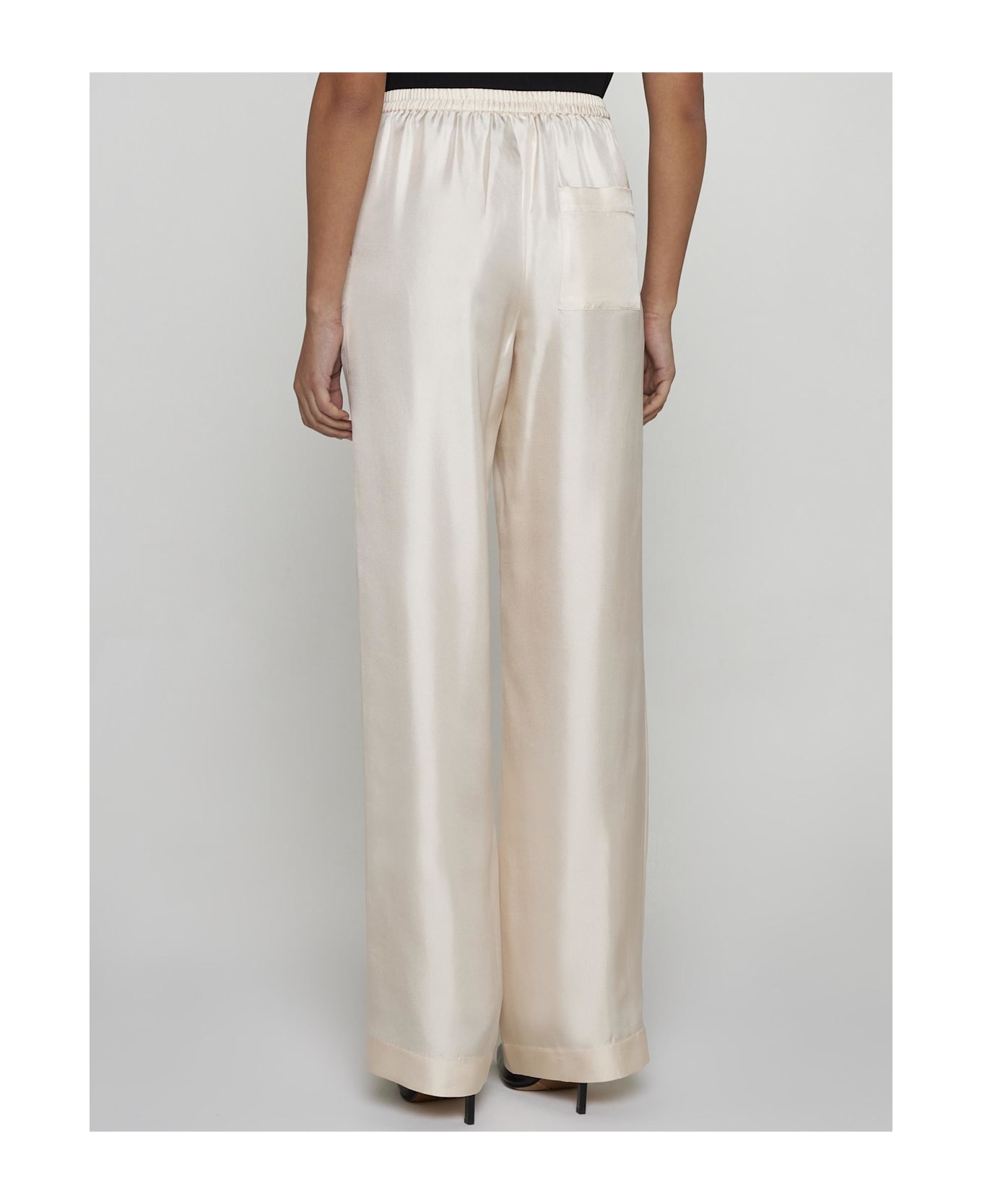 Loulou Studio Alera Silk Trousers - CREAM ROSE