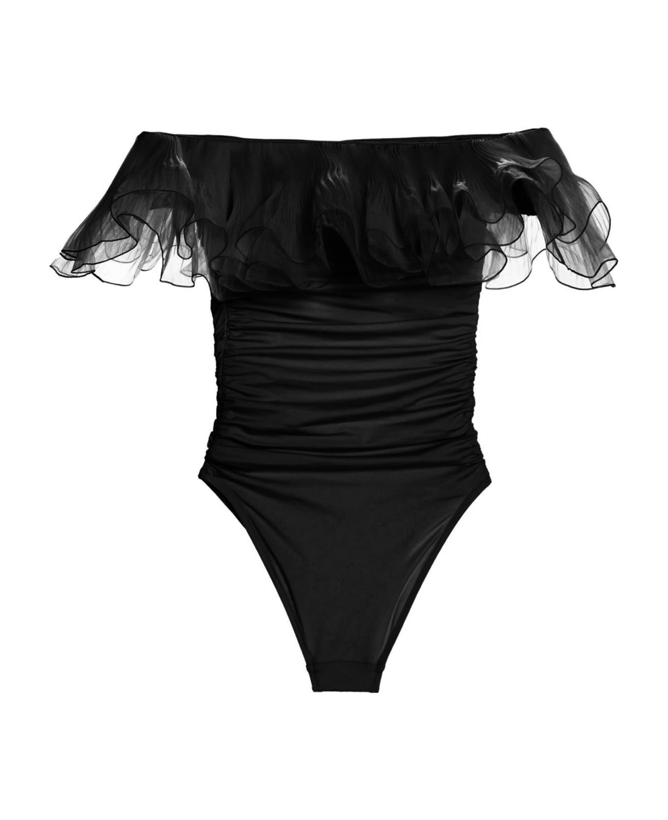 Giambattista Valli One-piece Off-the-shoulder Ruffles Swimsuit - Black  