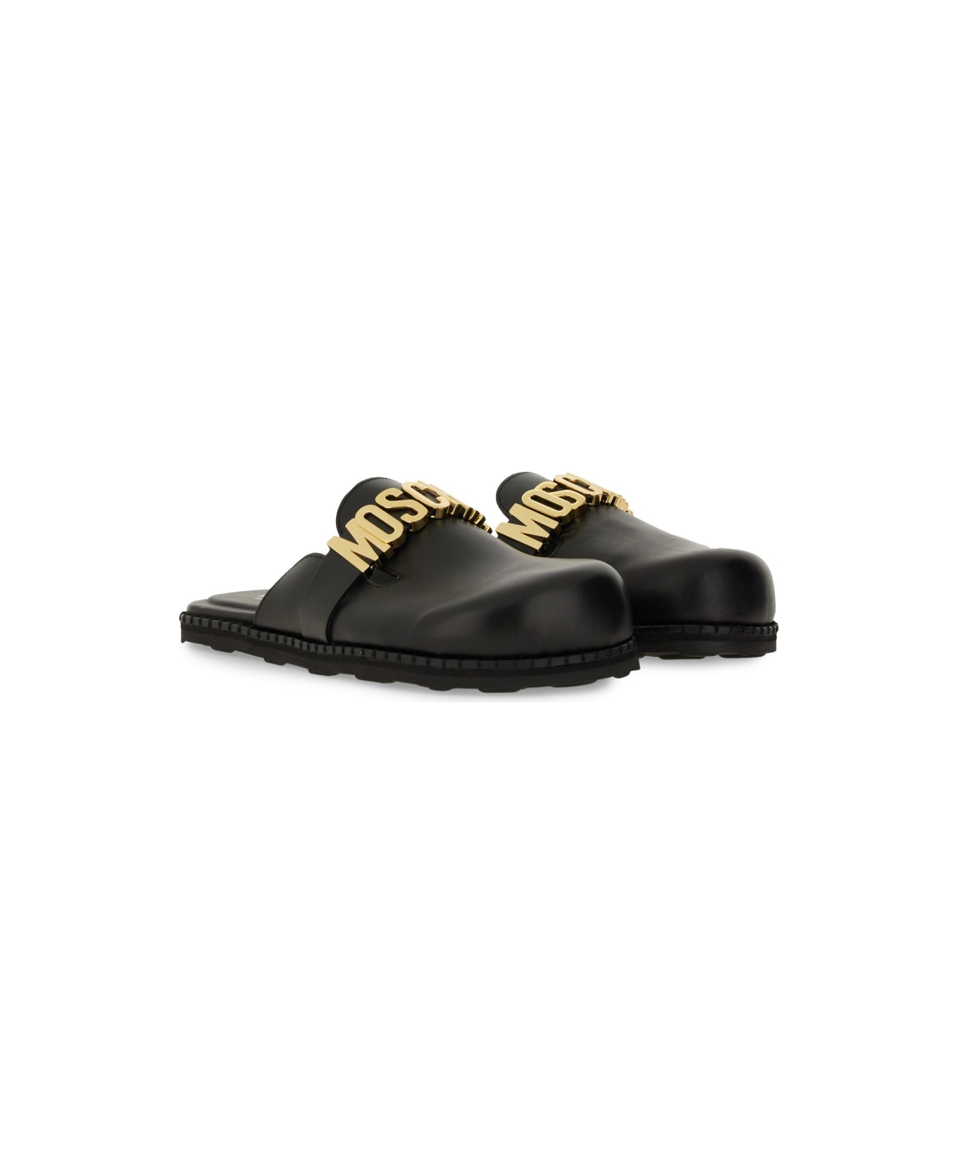 Moschino Sandal With Logo - BLACK