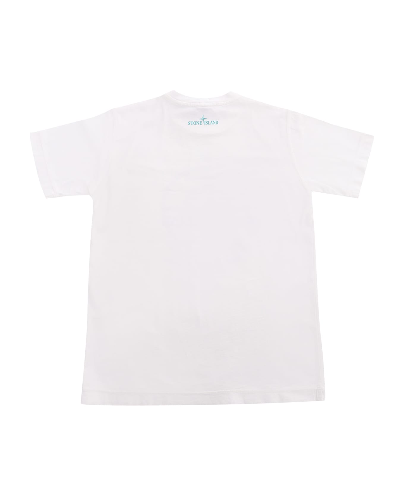 Stone Island Junior White T-shirt With Logo Prints - WHITE