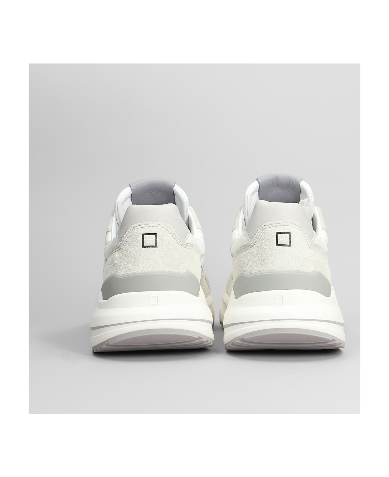 D.A.T.E. Fuga Sneakers In White Suede And Fabric - white