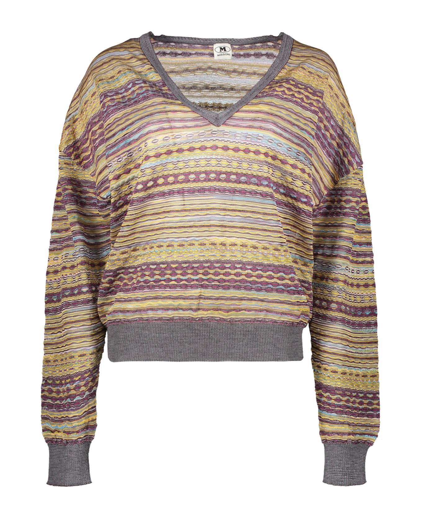 M Missoni Sweater With V-neck - Yellow