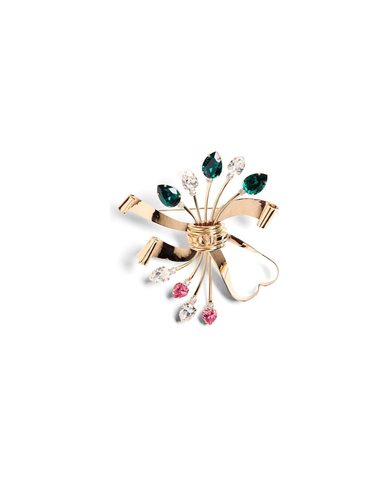 Valentino Garavani Crystal Embellished Brooch - GOLD