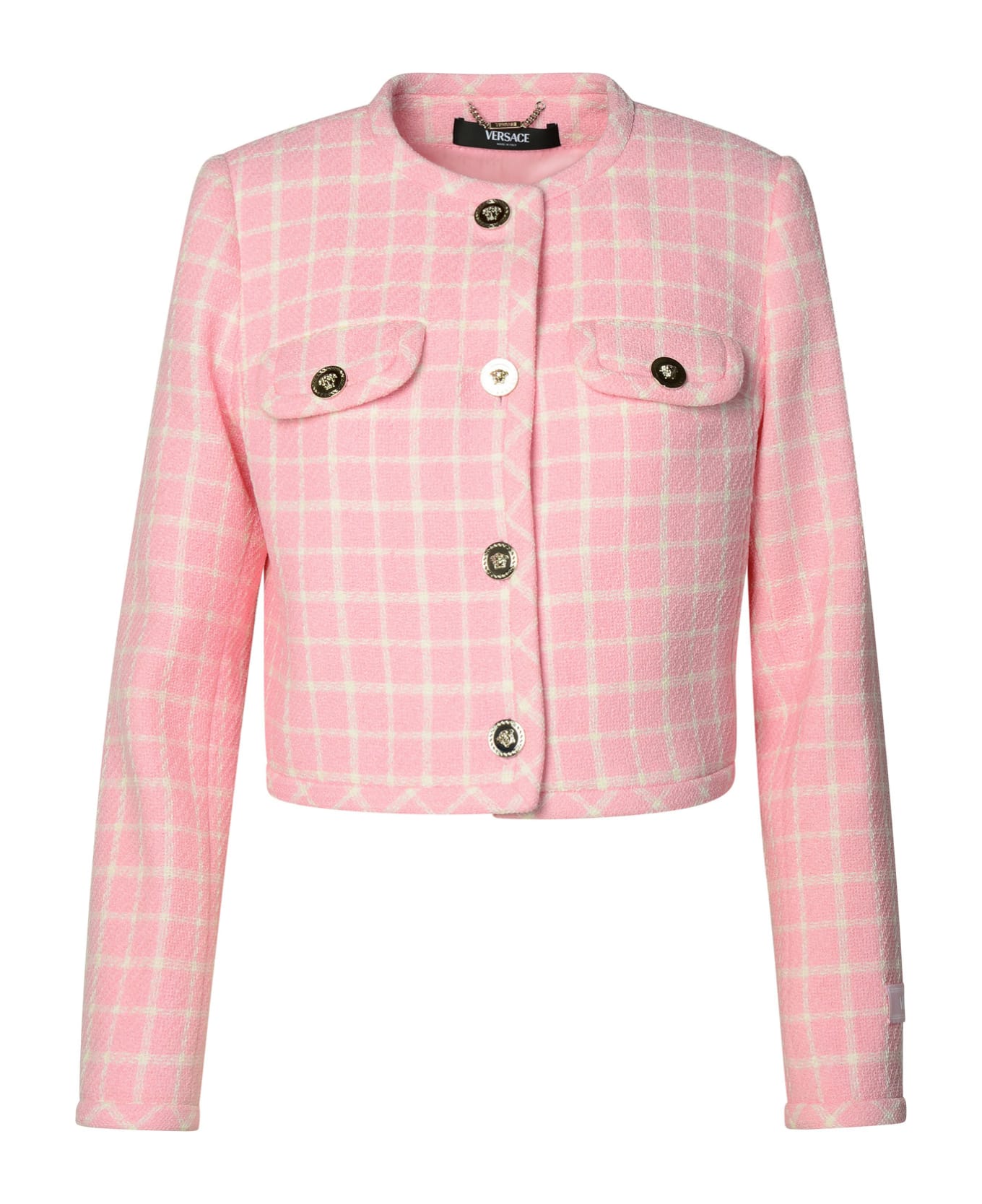 Versace Virgin Wool Blend Jacket - Pastel pink + white ジャケット