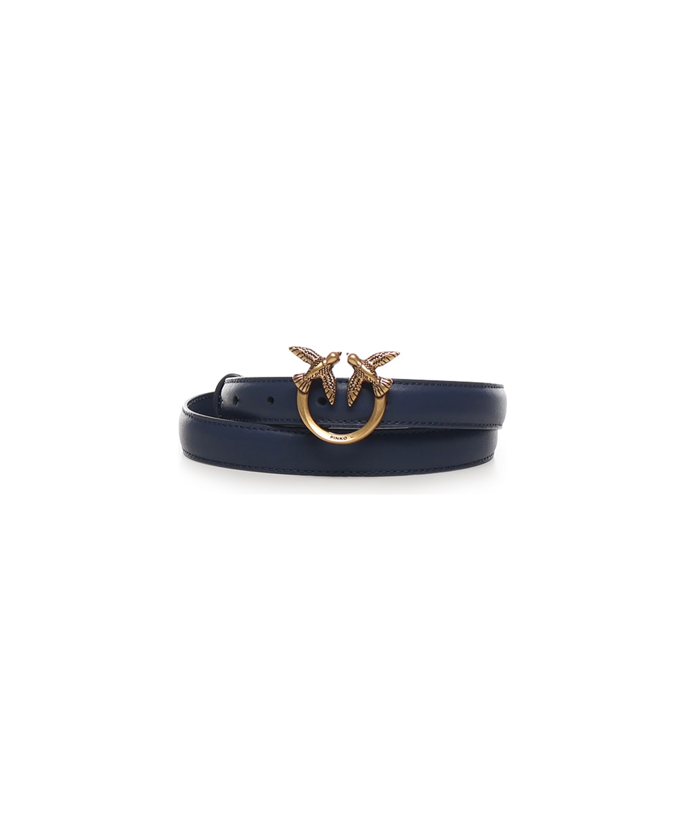 Pinko Love Birds Slim Leather Belt - Indigo blue