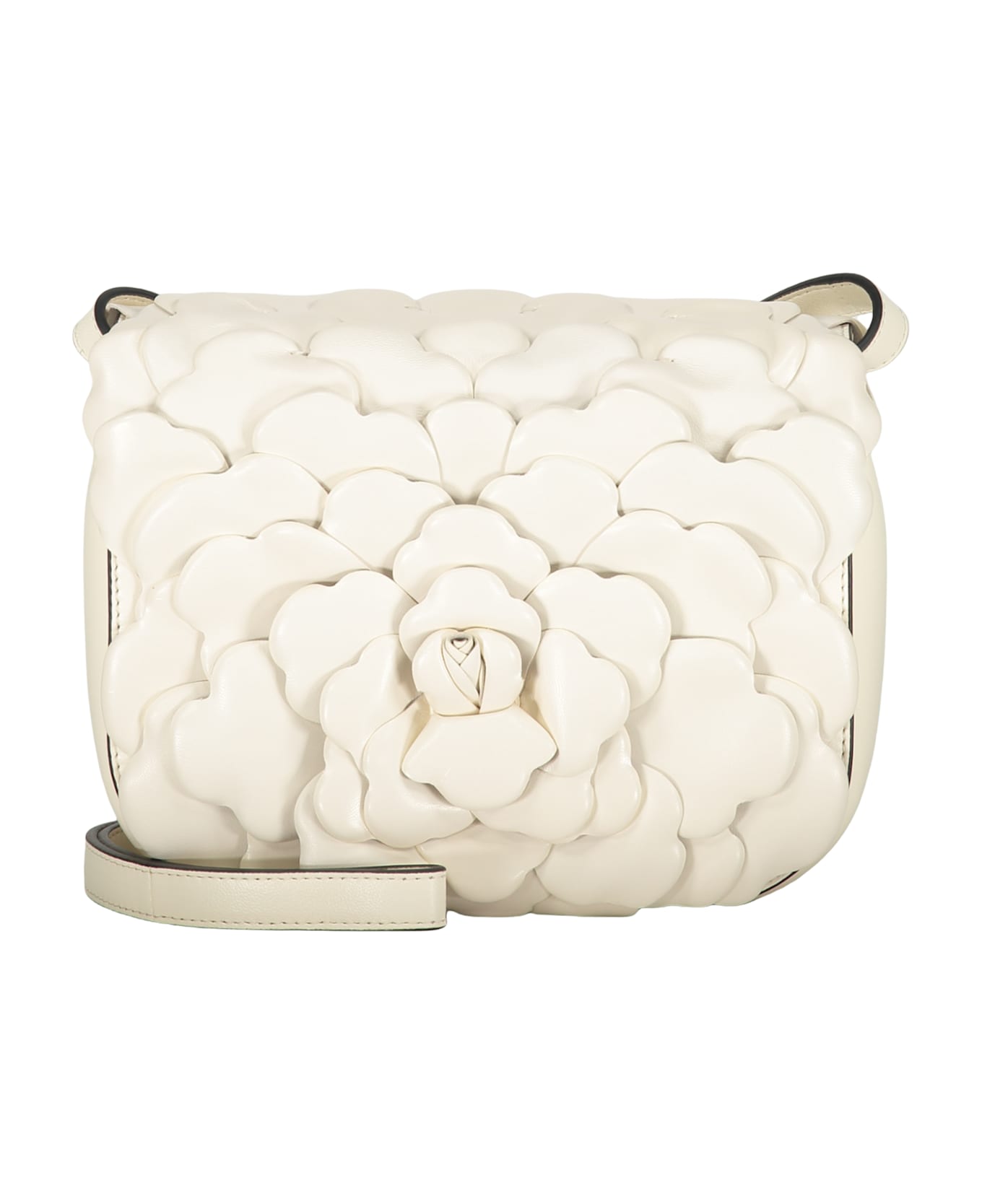 Valentino Garavani Elegant Shoulder Bag In Leather - Ivory