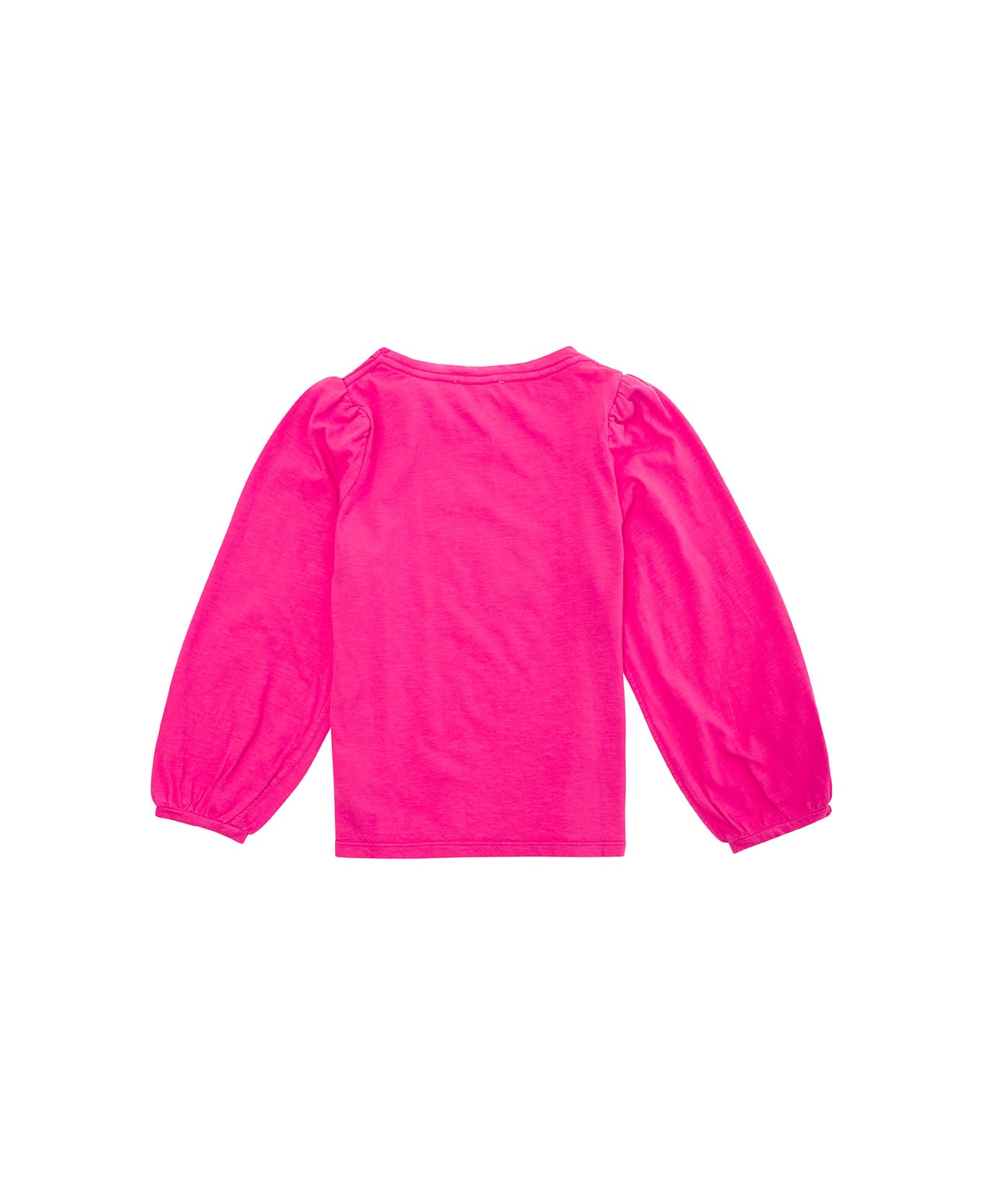 Emile Et Ida Fuchsia Top With Puff Sleeves In Bio Cotton Girl - Fuxia Tシャツ＆ポロシャツ