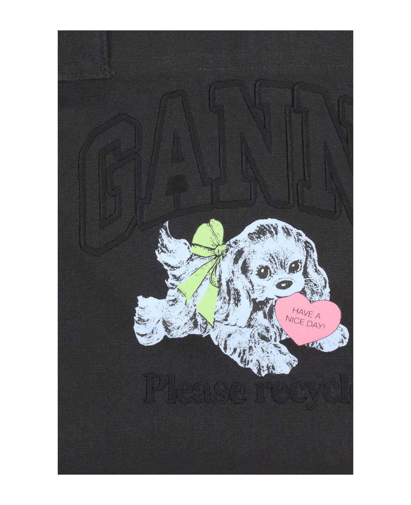Ganni Large Easy Shopper Pocket Dog Print - GREY