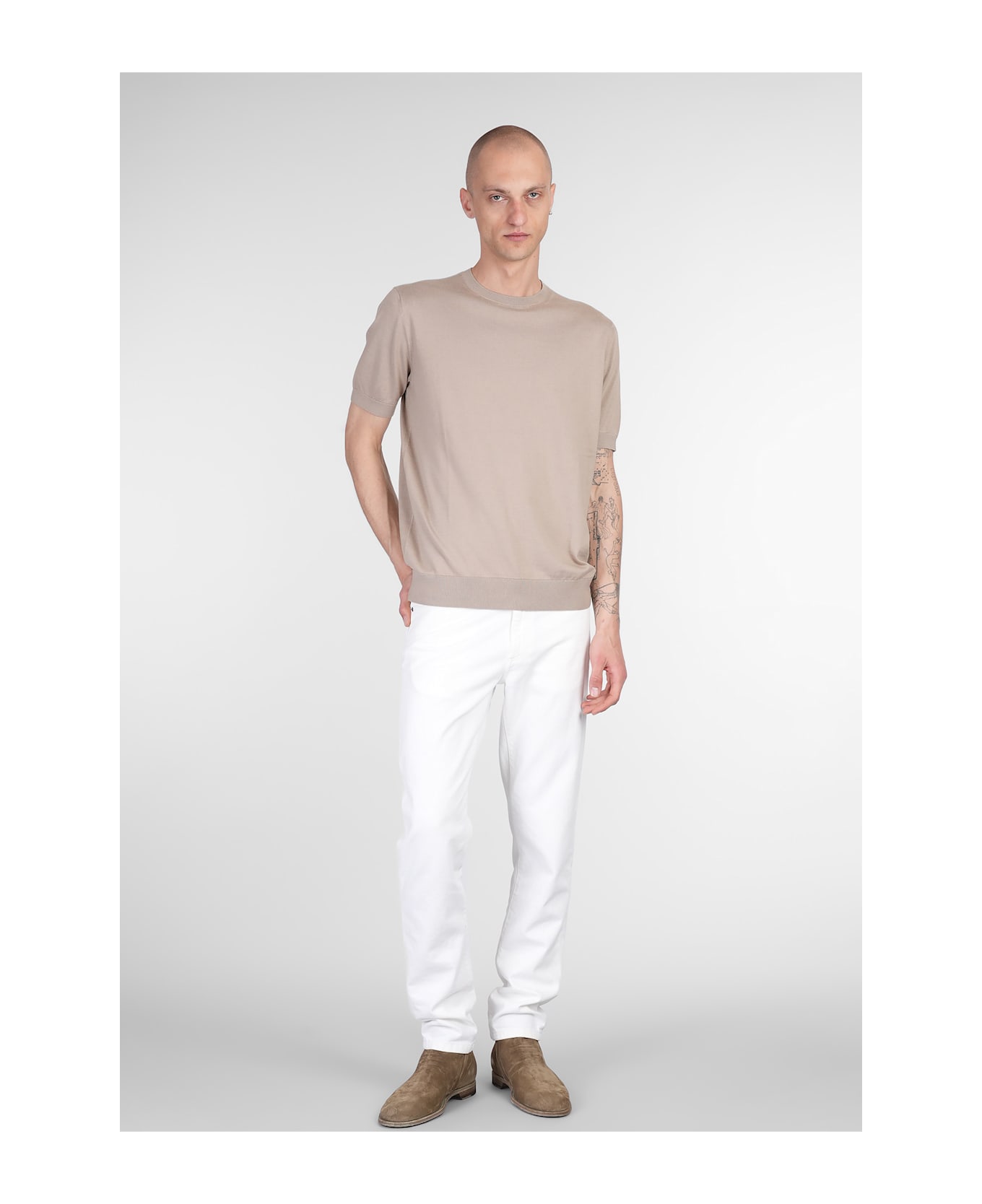 Zegna T-shirt In Taupe Cotton - taupe