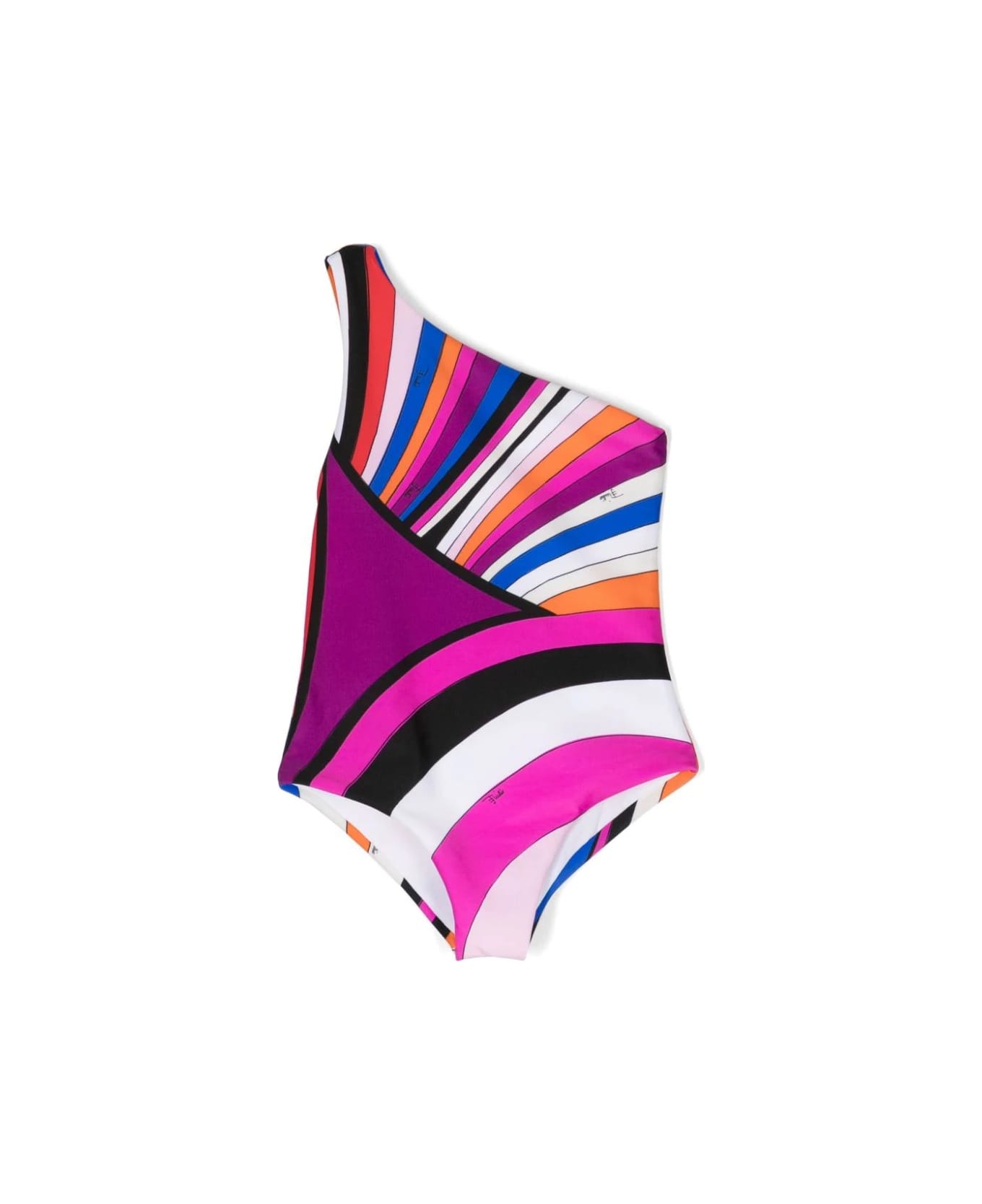 Pucci One-shoulder Swimwear With Purple/multicolour Iride Print - Purple
