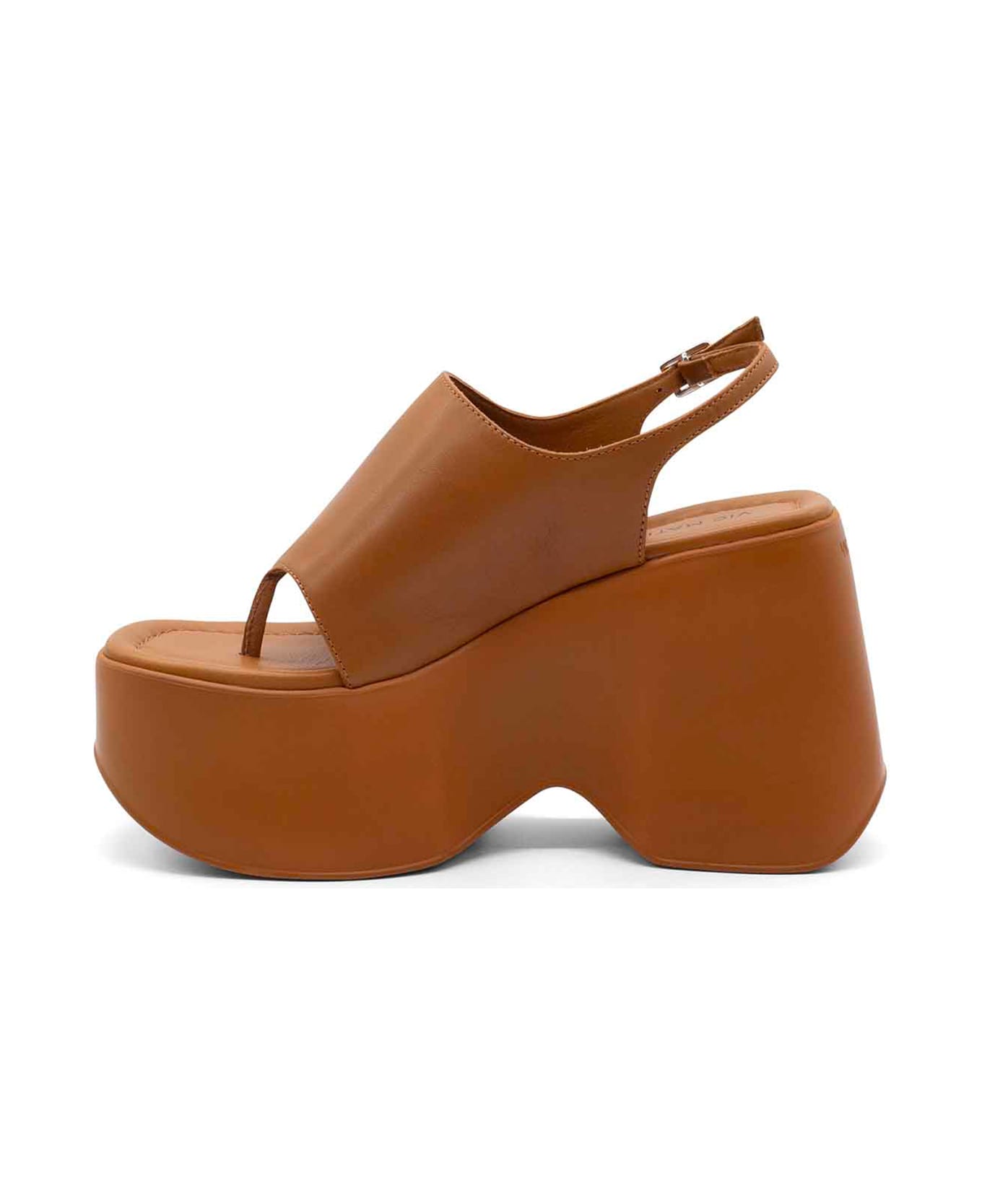Vic Matié Tobacco Leather Flip-flops With Wedge - TOBACCO
