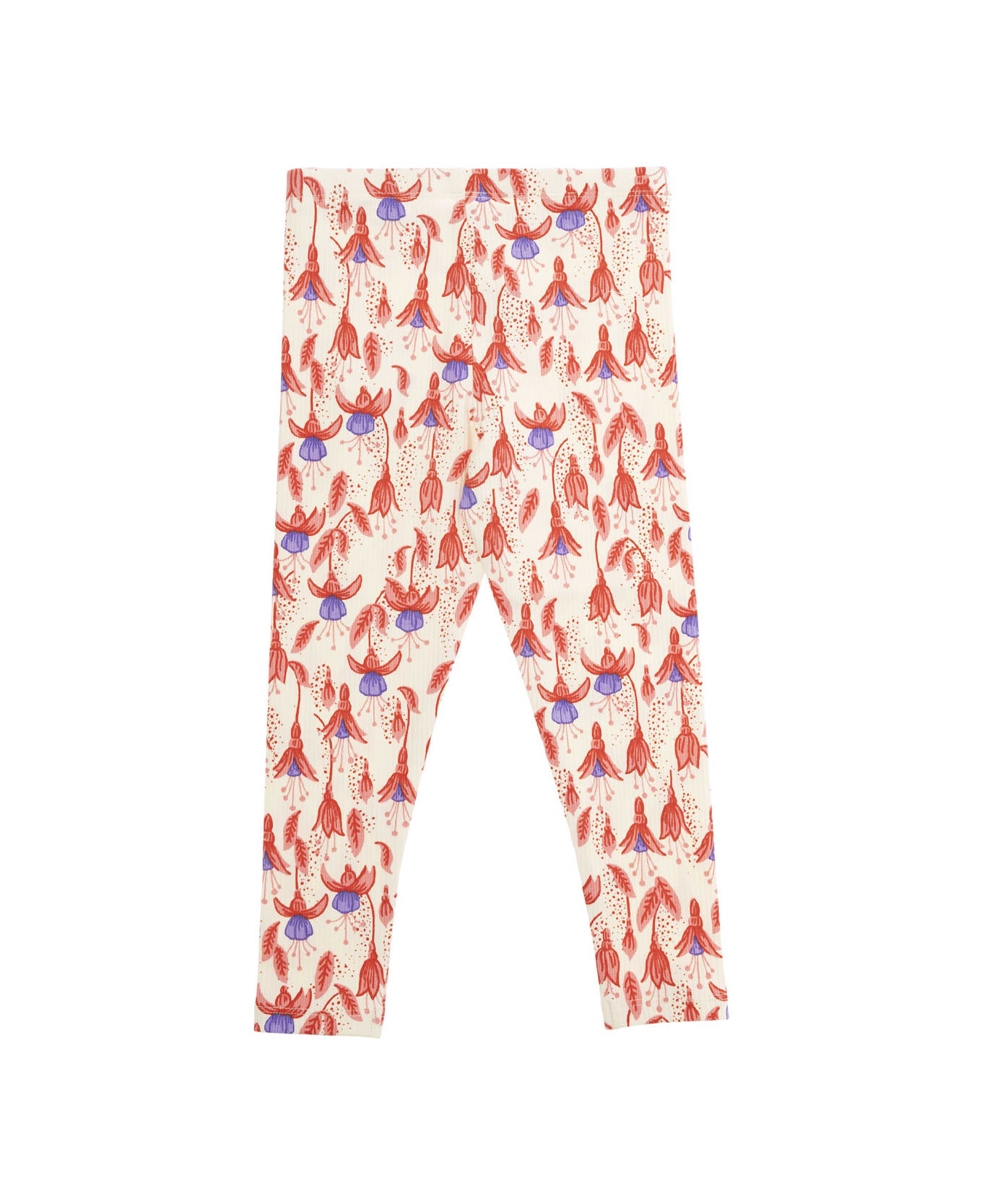 Mini Rodini Red Pants With High Waist And All-over Floral Motif In Cotton Stretch Baby - Multicolor