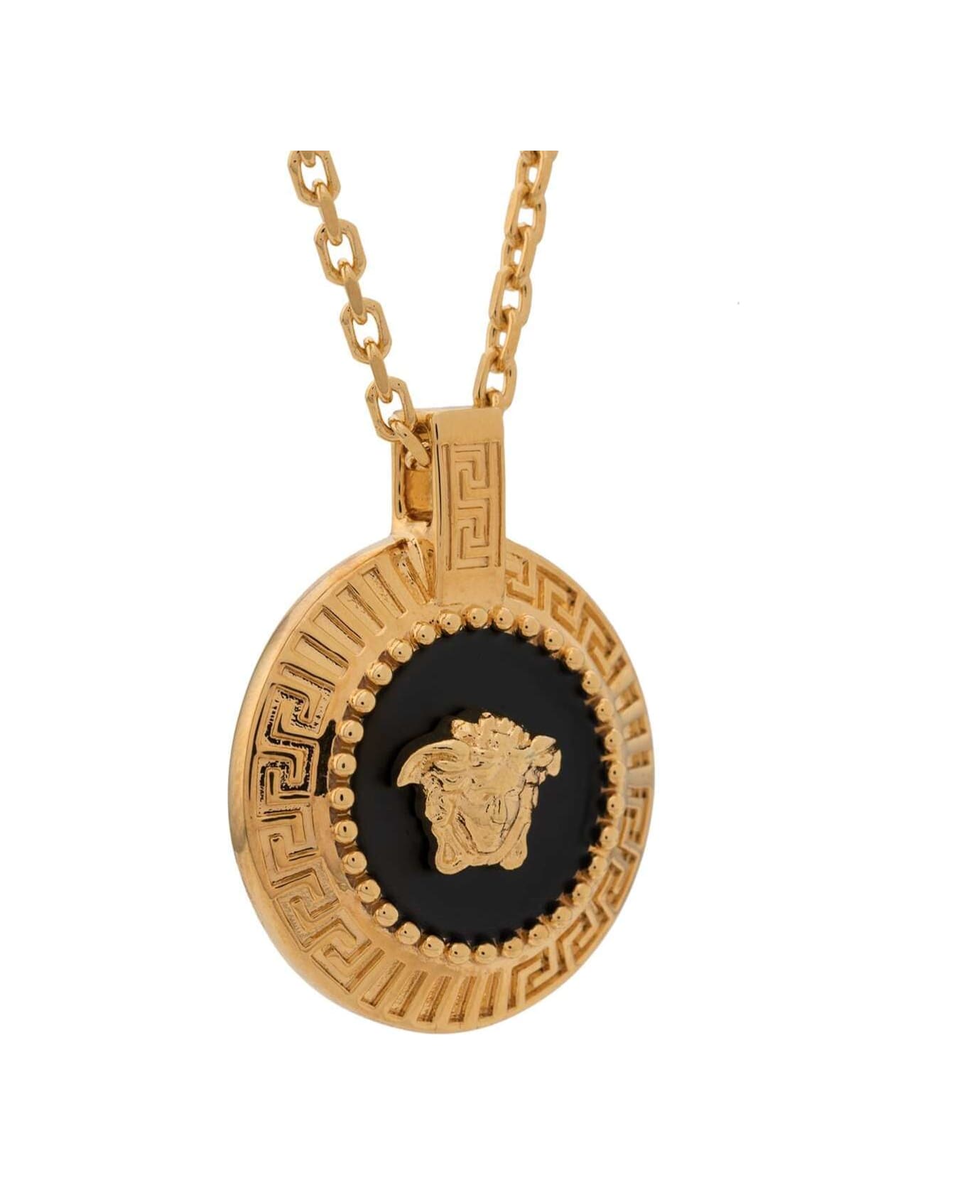 Versace Man's Metal Necklace With Enameled Medusa Pendant - GOLD