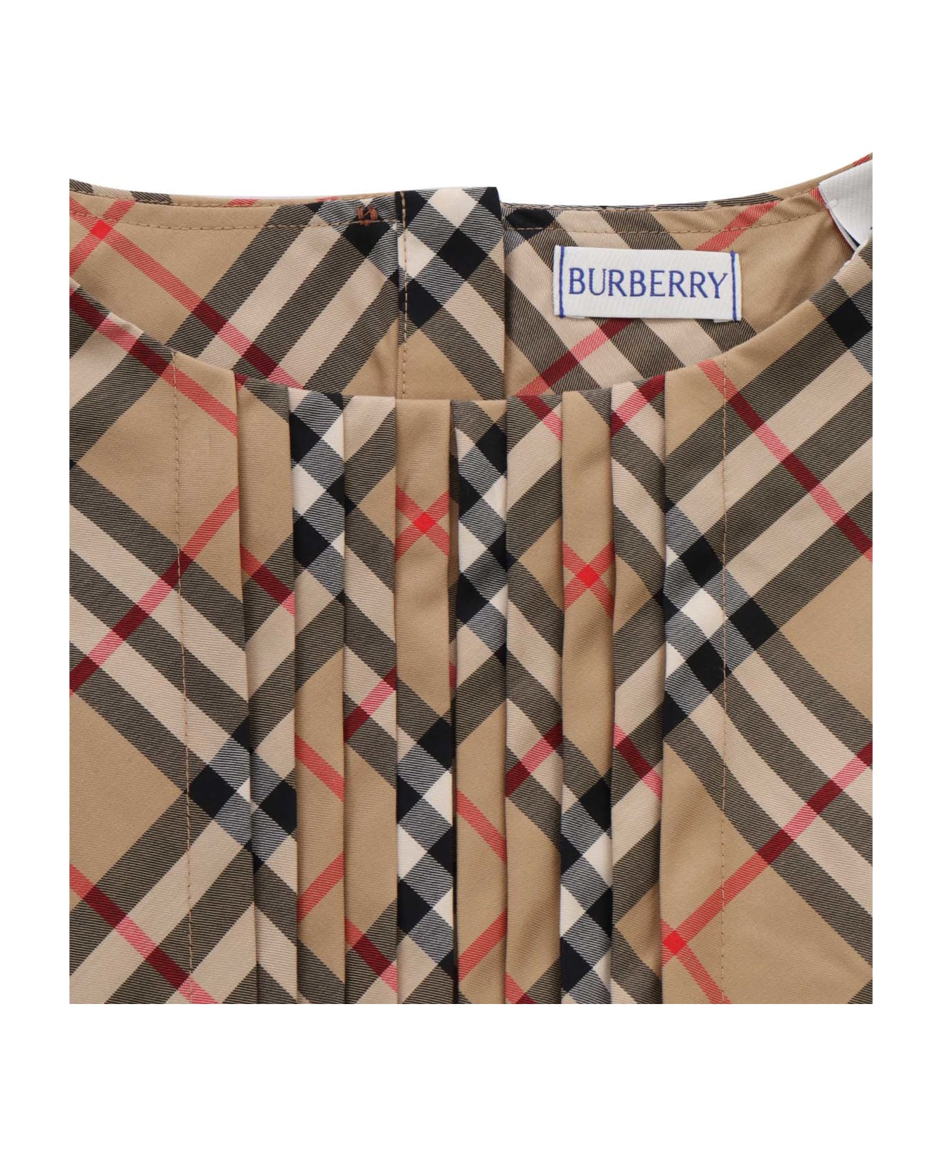 Burberry Top With Check Print - BEIGE