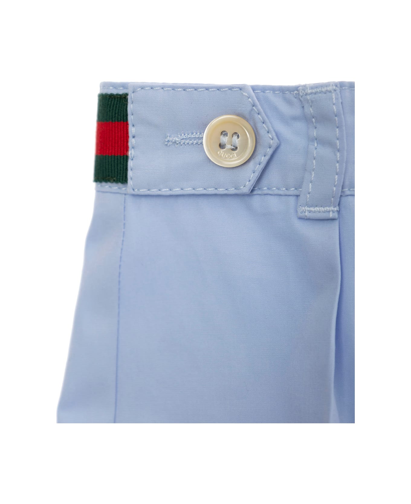 Gucci Light Blue Shorts With Web Detail In Cotton Baby - Light blue