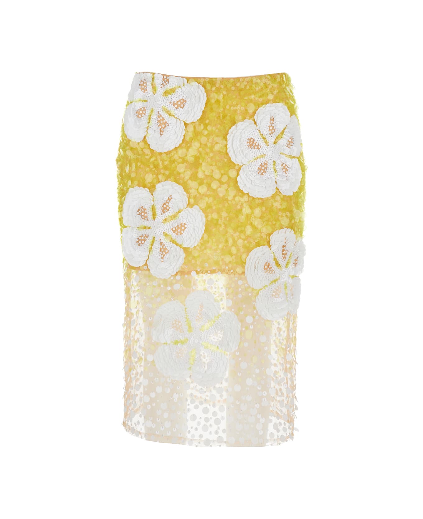 Des Phemmes Yellow And White Skirt Embroidered Wit Ibisco In Cotton Woman - Yellow スカート