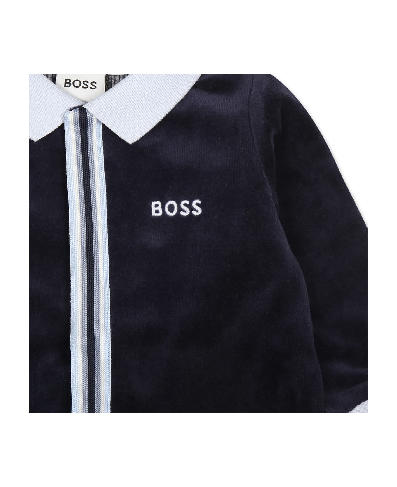 Hugo Boss Blue Babygrow For Baby Boy With Logo - Blue