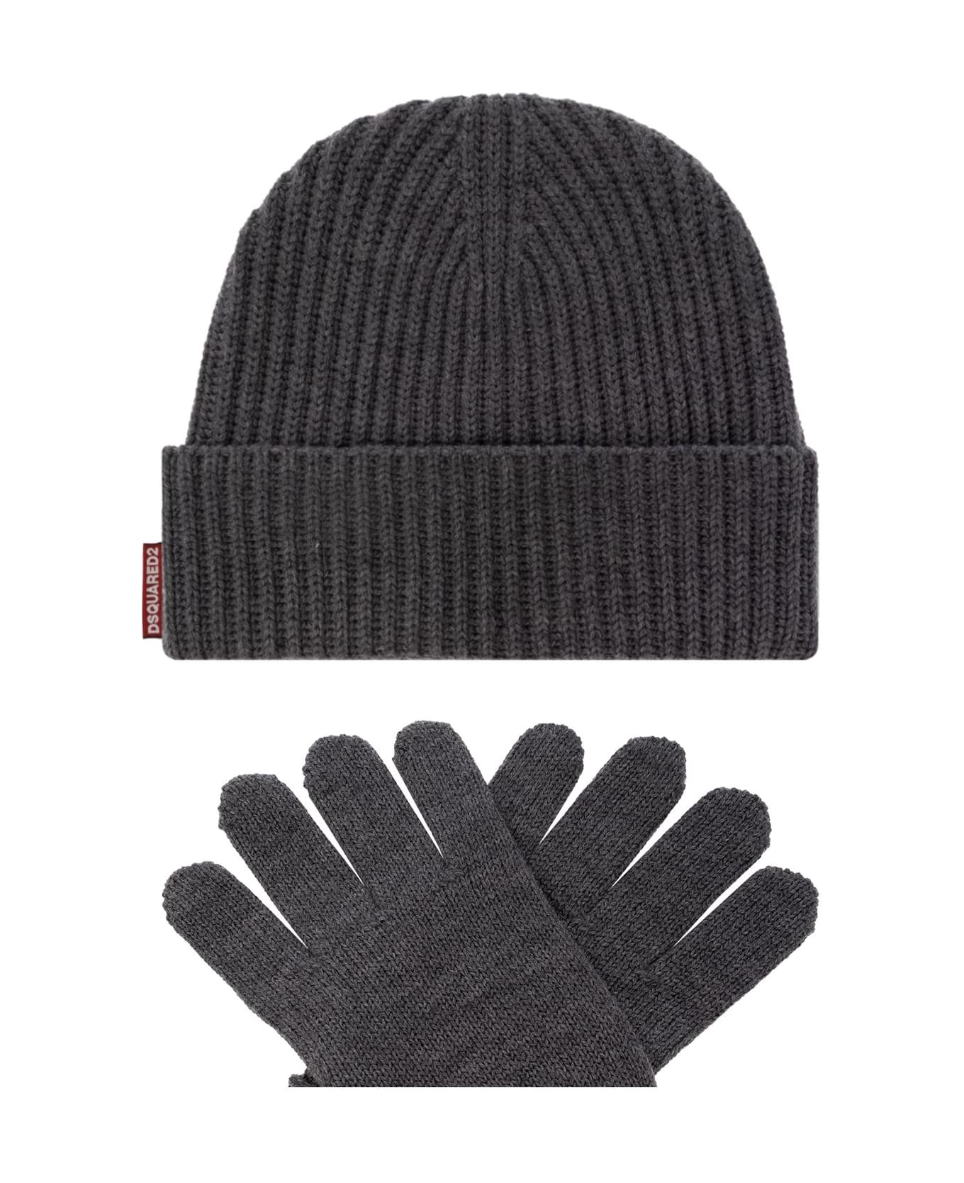 Dsquared2 Logo Patch Beanie & Gloves
