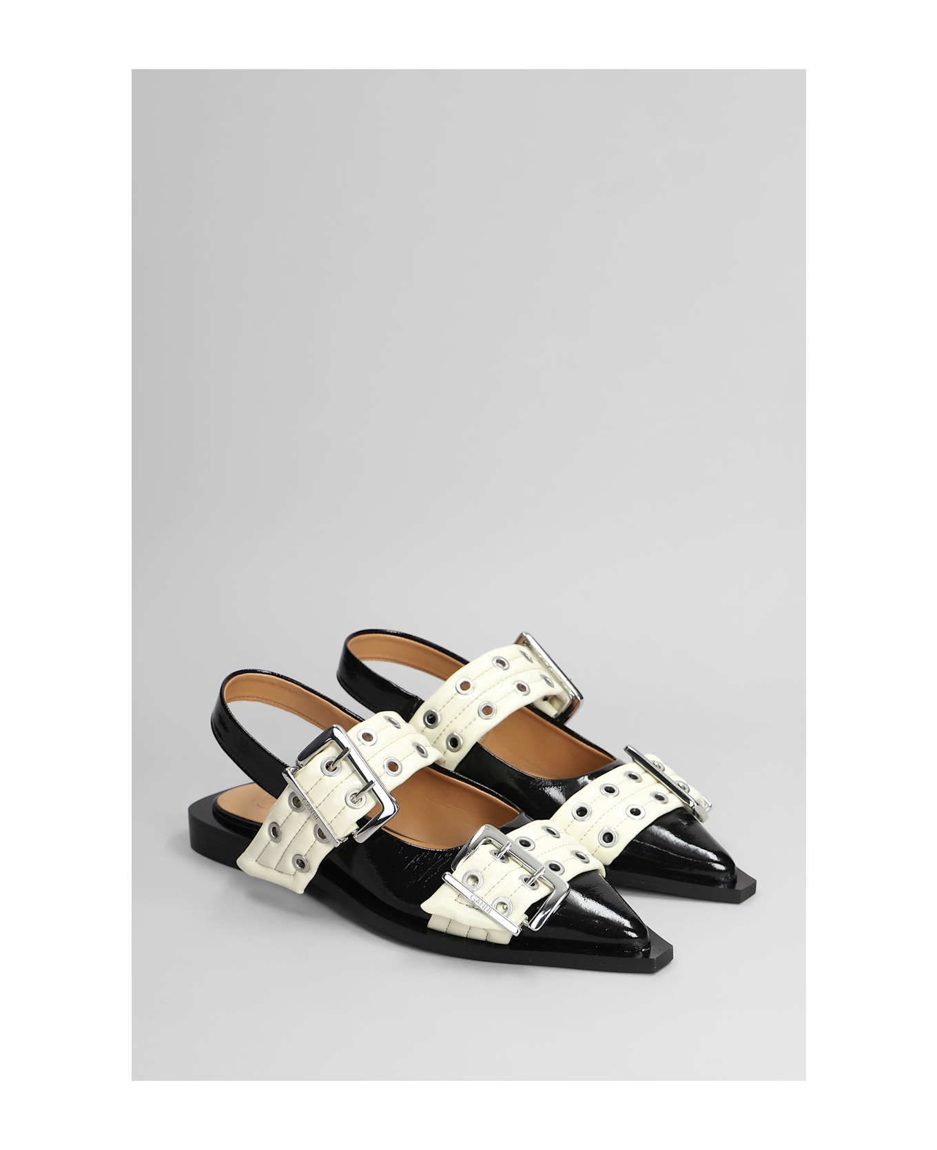 Ganni Ballet Flats In Black Polyuretan - black