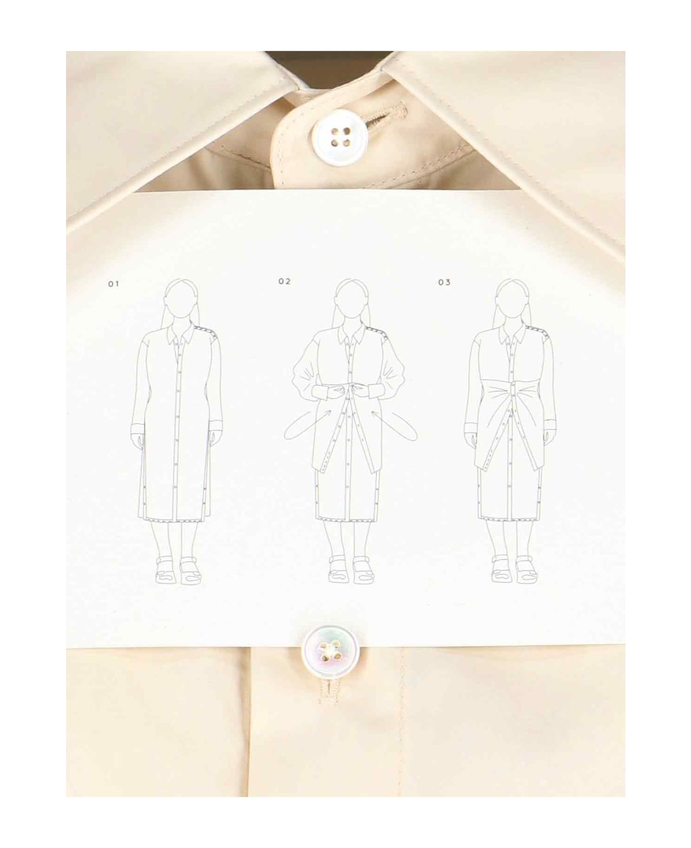 Lemaire "playful Buttoned" Midi Shirt Dress - Crema
