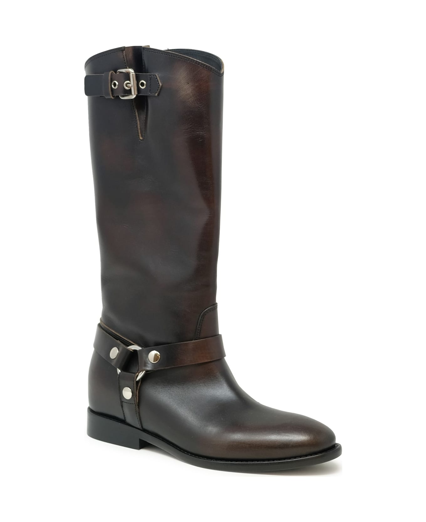 Elena Iachi Leather Boots - BROWN ブーツ