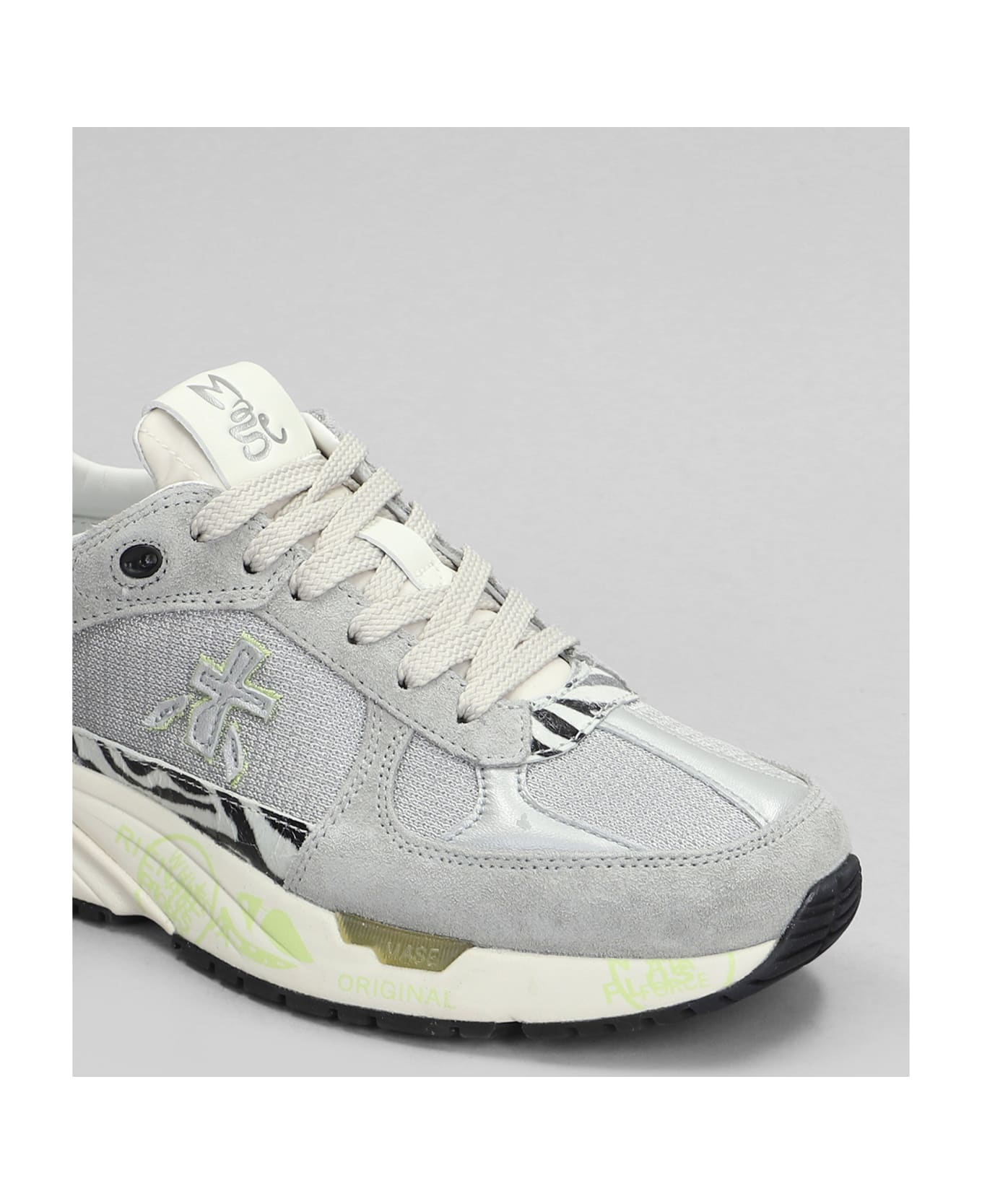 Premiata Mase Sneakers In Grey Suede And Fabric - grey