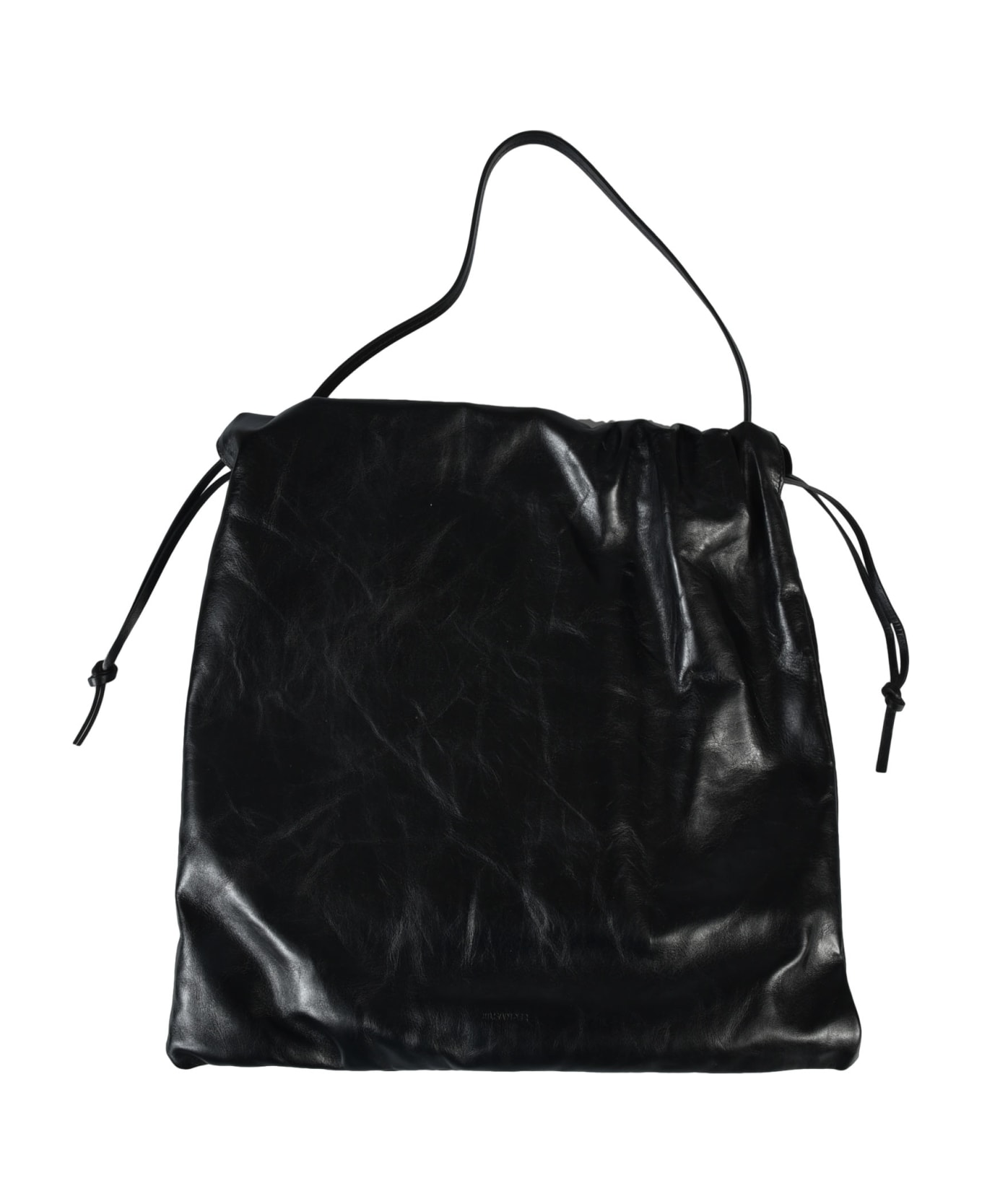 Jil Sander Drawstring Chain Medium Shoulder Bag - Black