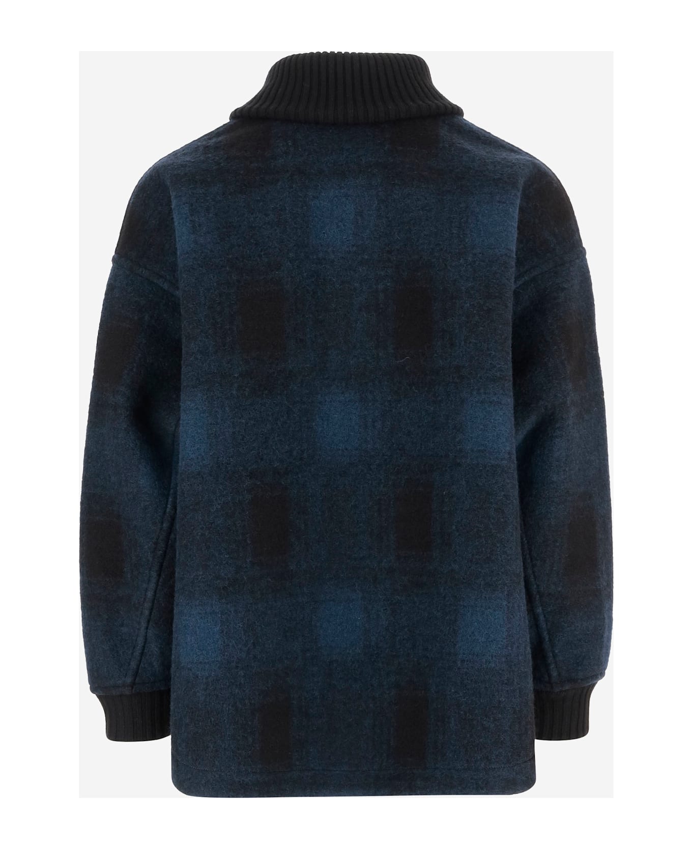 And Wander Checked Wool Blend Jacket - Blue