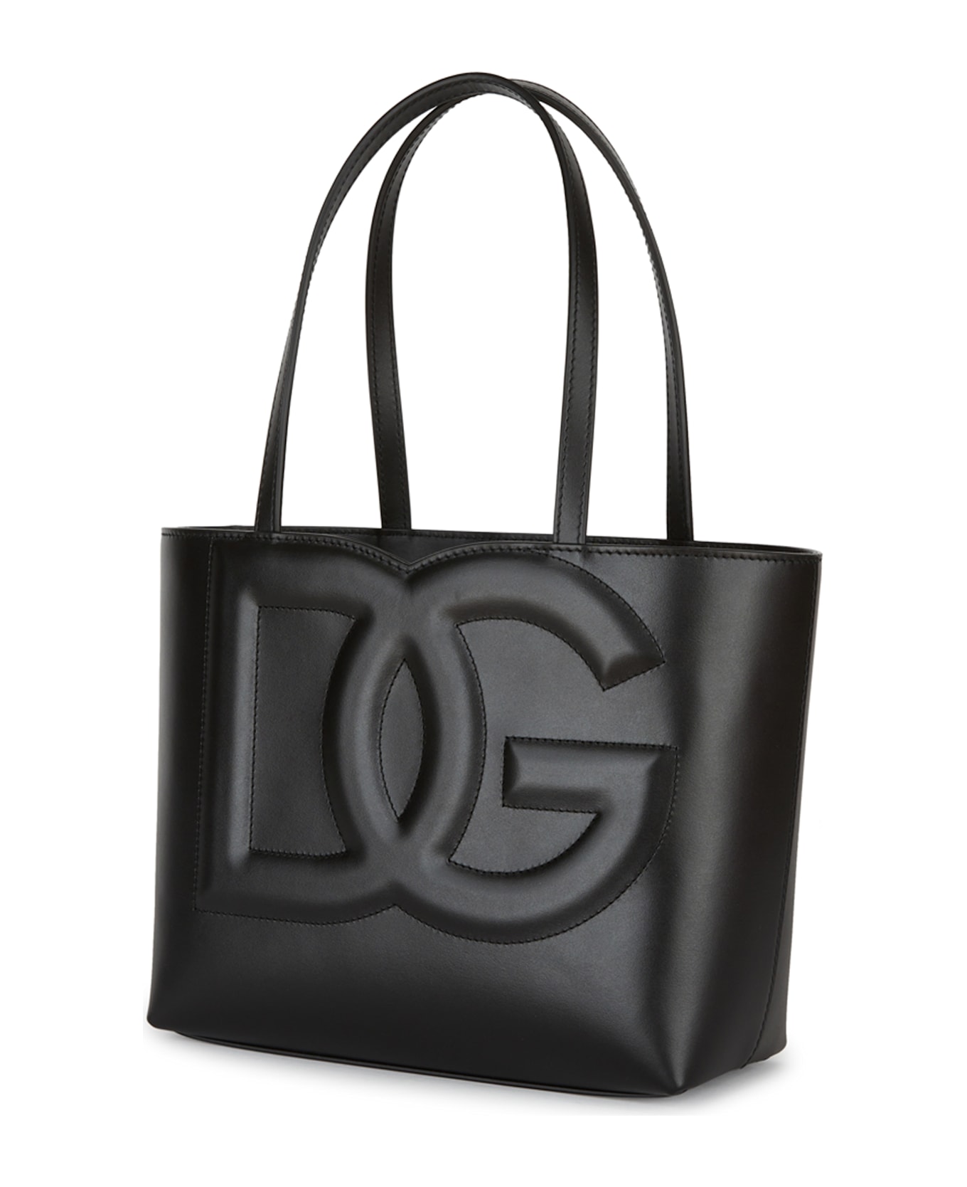 【関税&送料込み】Dolce & Gabbana Black Leather Shopping B Dolce & Gabbana Black Leather Logo Shopping Bag | italist