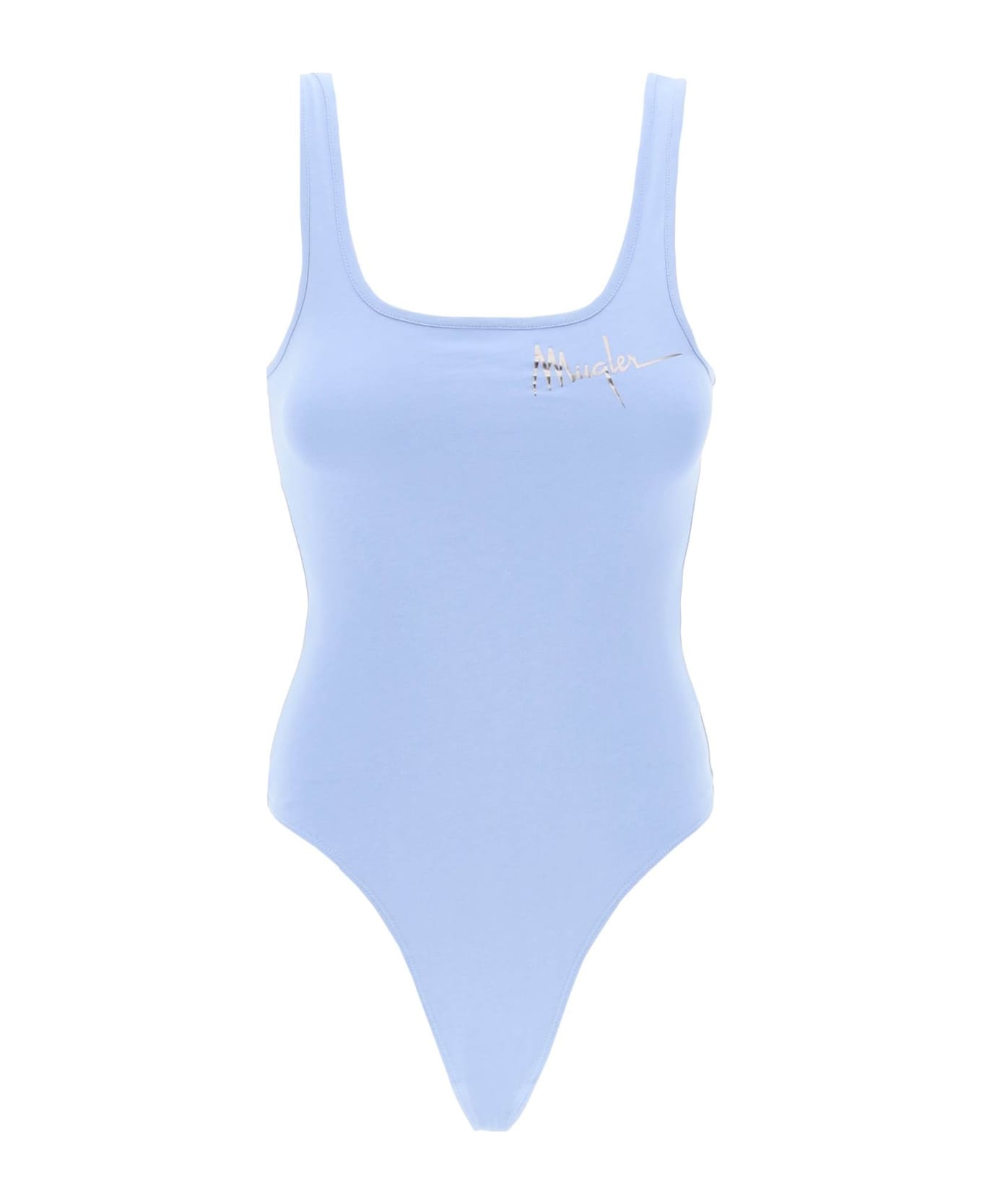 Mugler 'tank Top Body With Signature Logo Print - SILVER BLUE (Light blue)