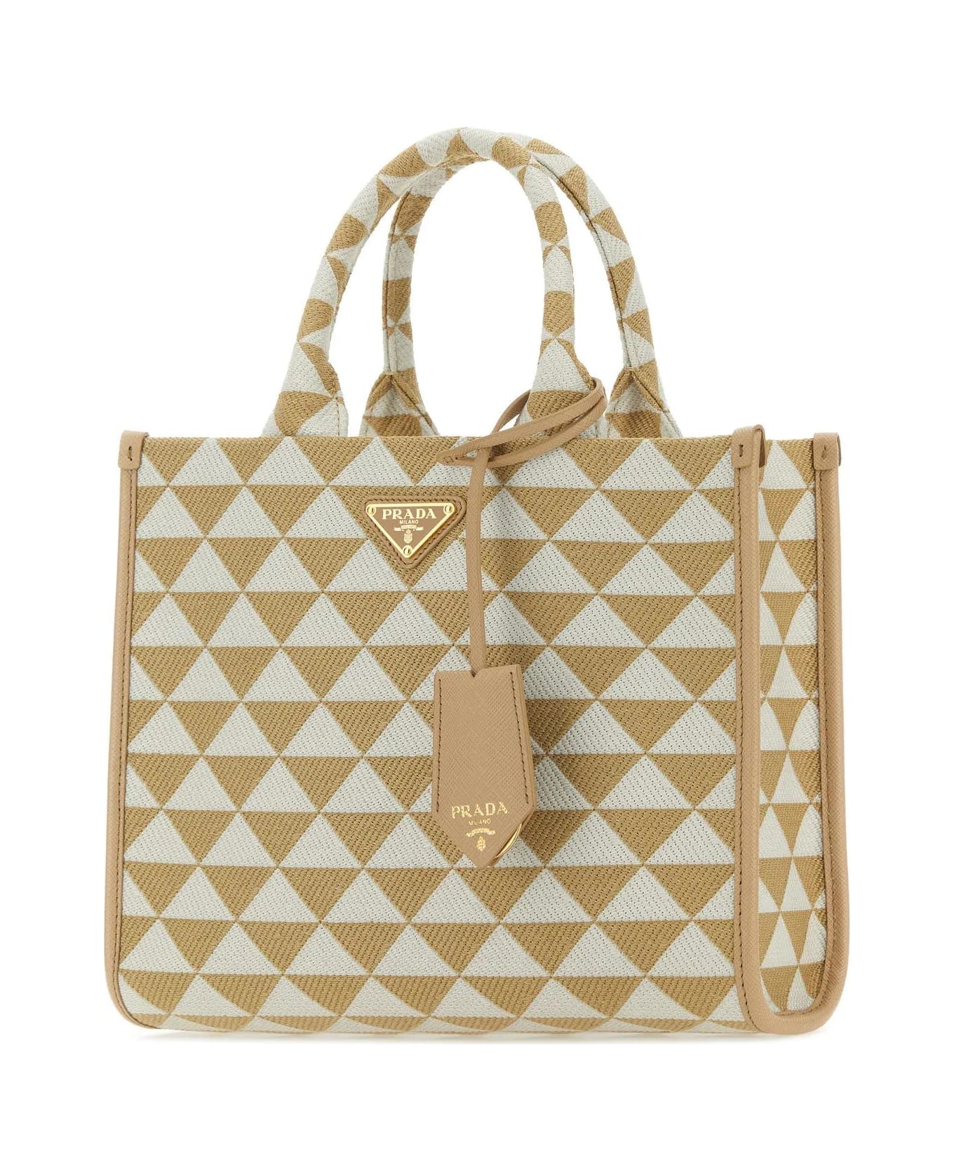 Prada Embroidered Fabric Small Symbole Shopping Bag - A Corda+talco