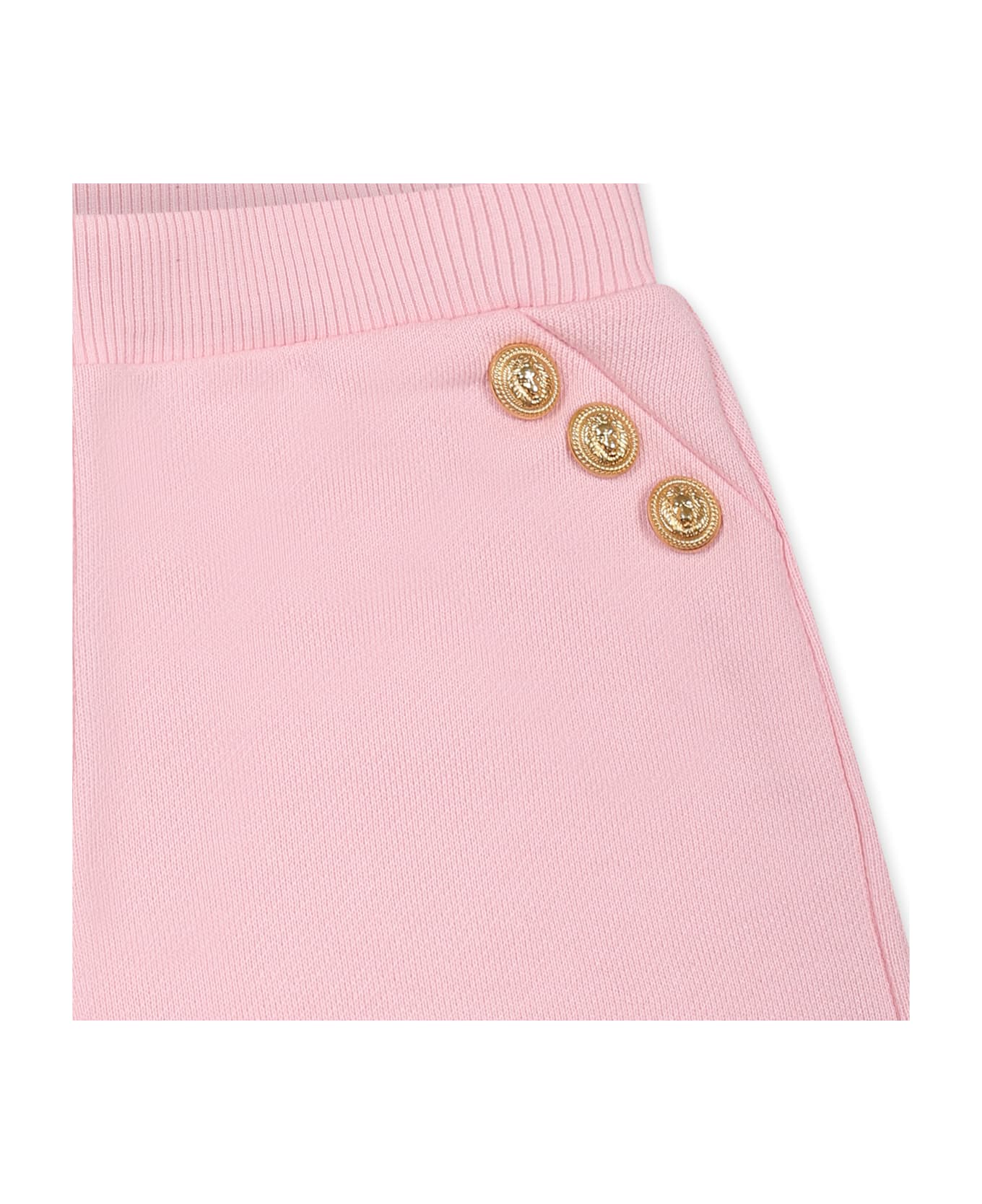 Balmain Pink Shorts For Baby Girl With Buttons - Pink
