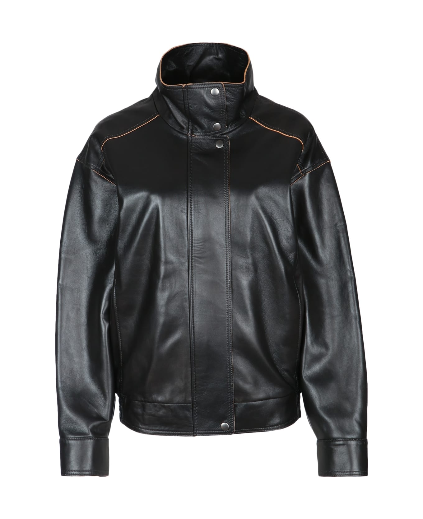 Calvin Klein Contrast Lamb Leather Paneled Bo - BLACK