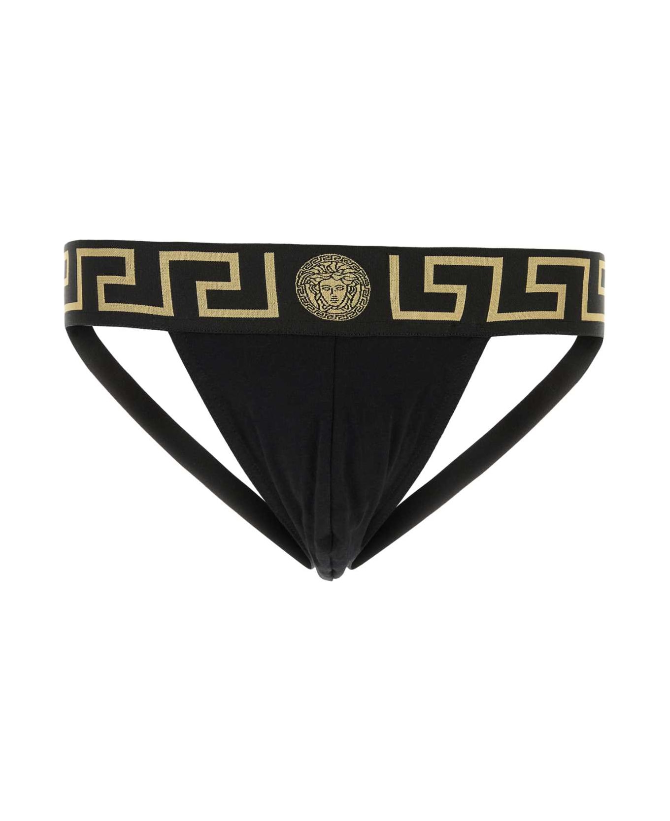 Versace Black Stretch Cotton Brief - BLACKGOLDGREEKKEY
