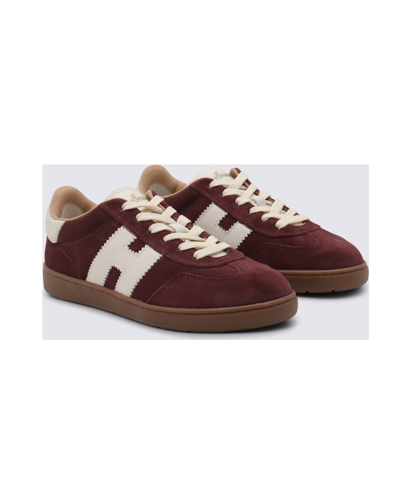 Hogan Dark Red Leather Sneakers - bordeaux
